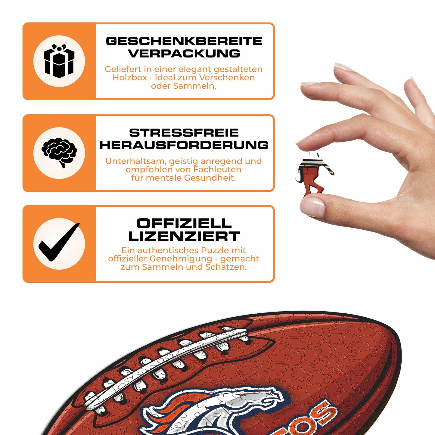 Denver Broncos™ Football - Holzpuzzle