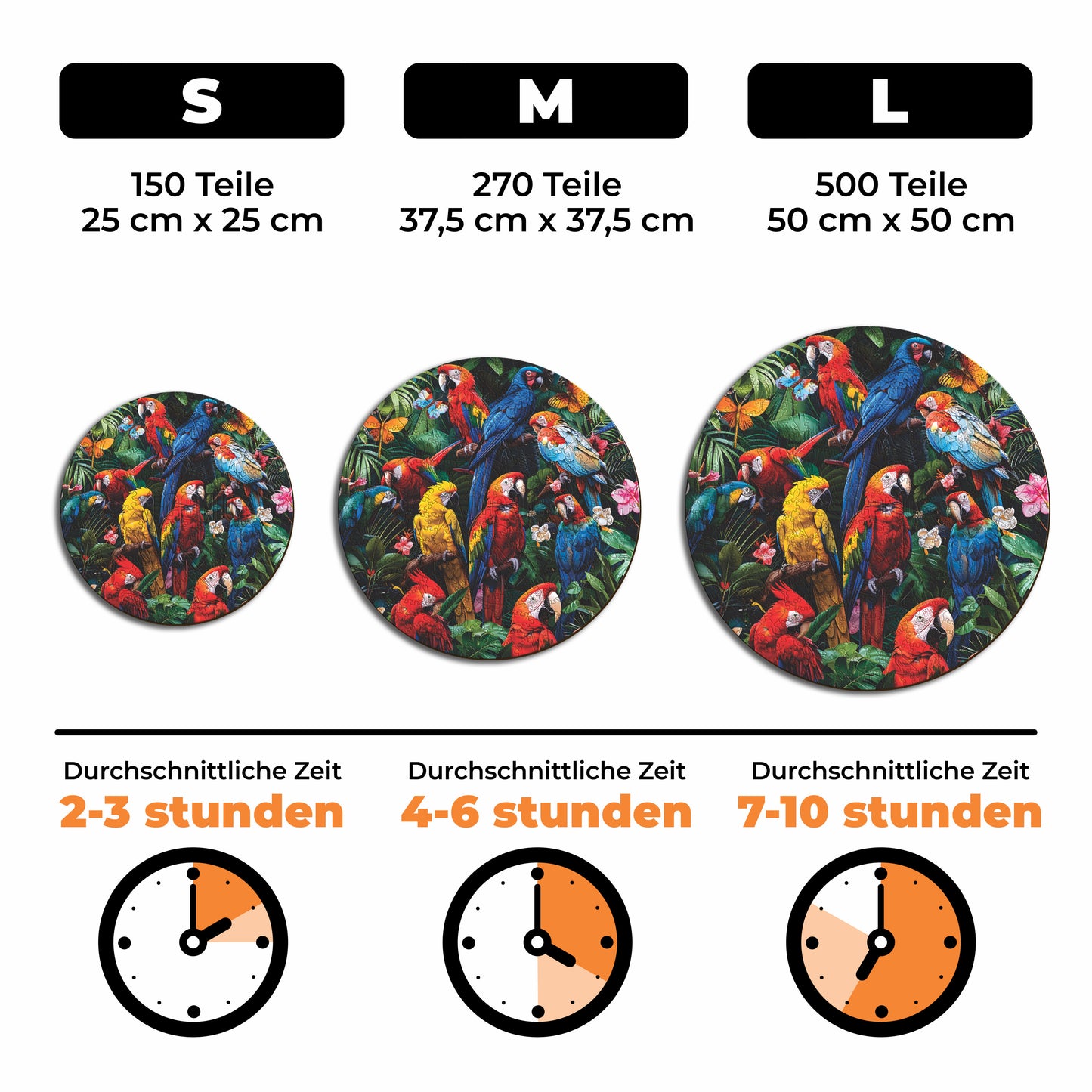 Bunte Papageien - Holzpuzzle