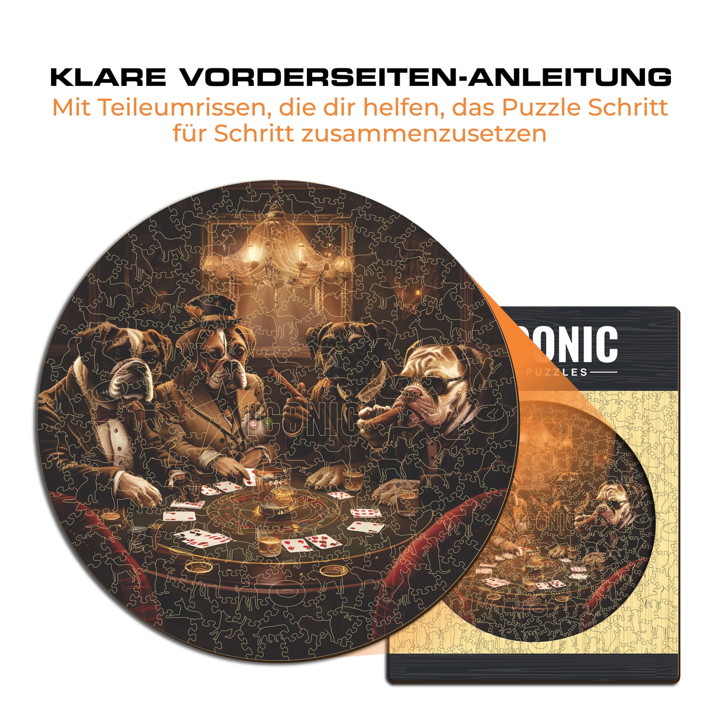 Hunde spielen Poker - Holzpuzzle