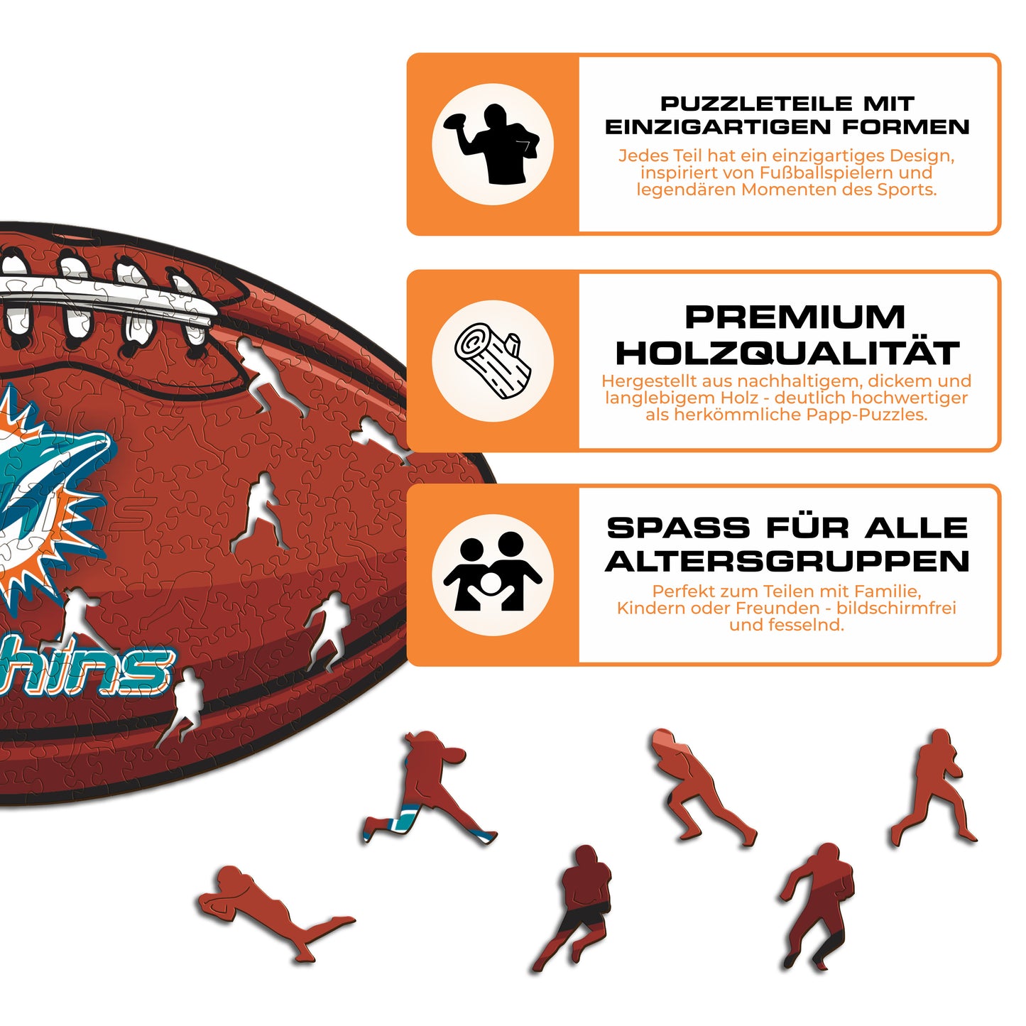 Miami Dolphins™ Football - Holzpuzzle