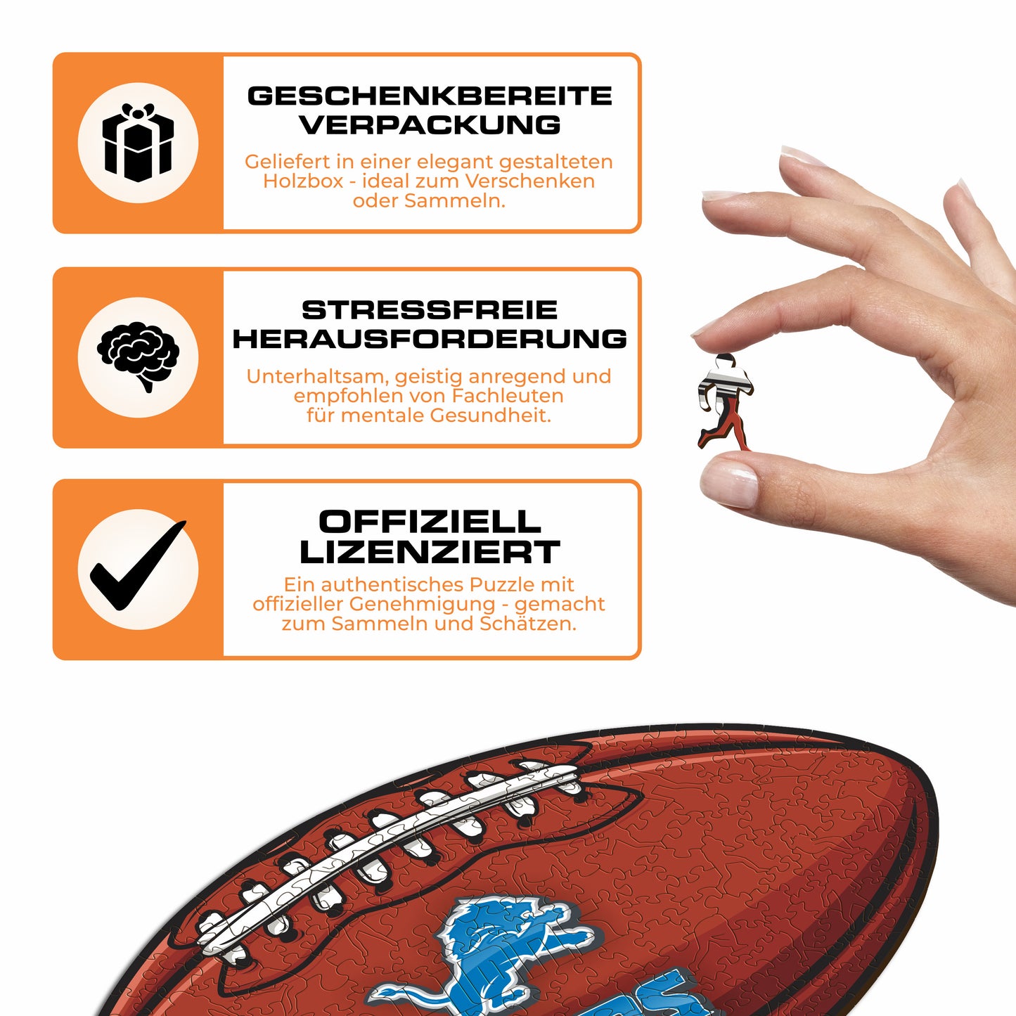 Detroit Lions™ Football - Holzpuzzle