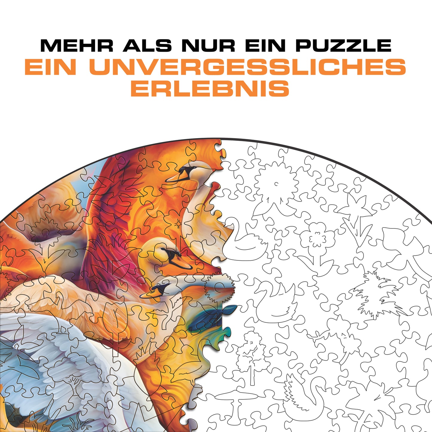 Majestätische Schwäne - Holzpuzzle