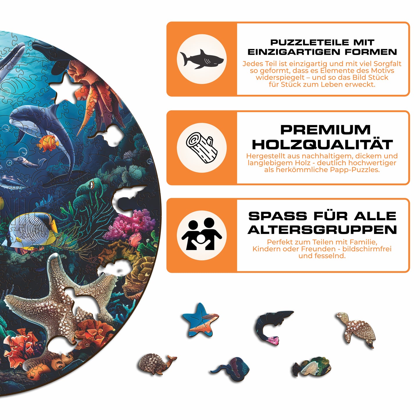 Meerestiere - Holzpuzzle
