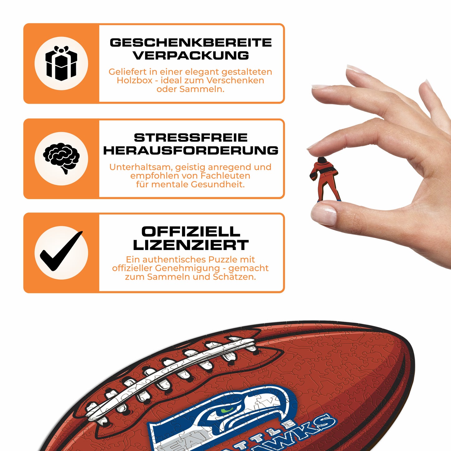 Seattle Seahawks™ Football - Holzpuzzle