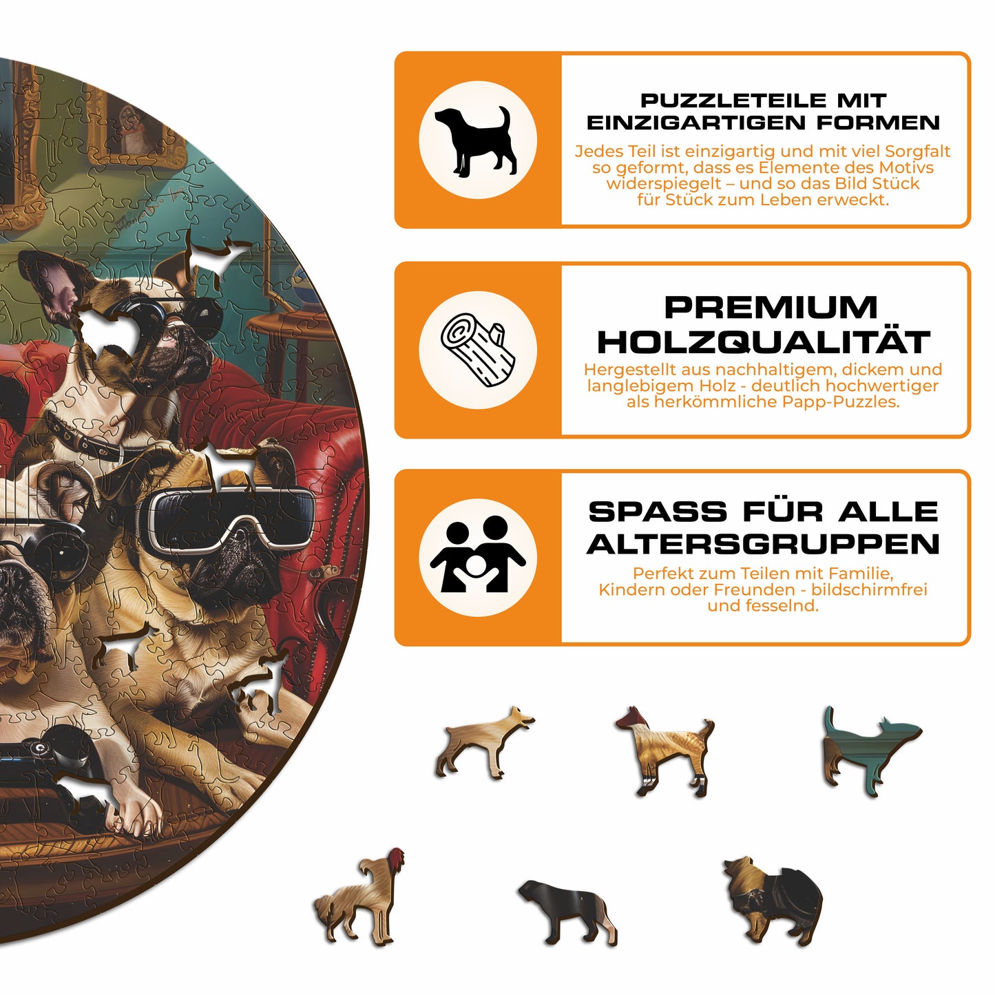 Gamer-Hunde - Holzpuzzle