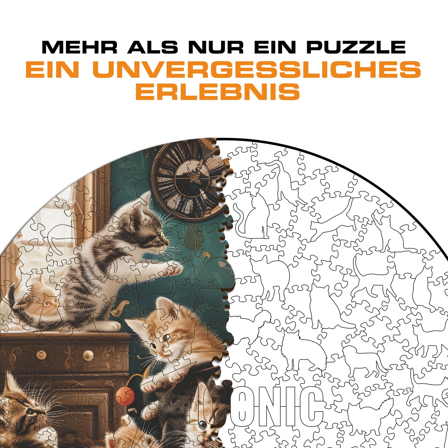 Verspielte Kätzchen - Holzpuzzle