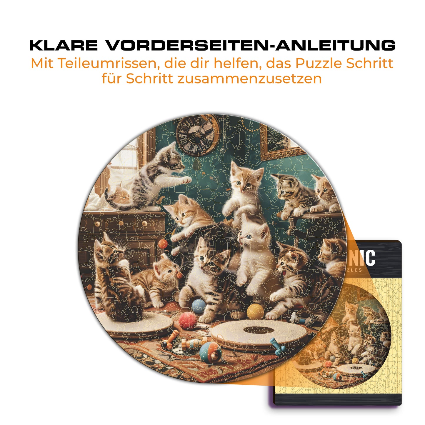 Verspielte Kätzchen - Holzpuzzle