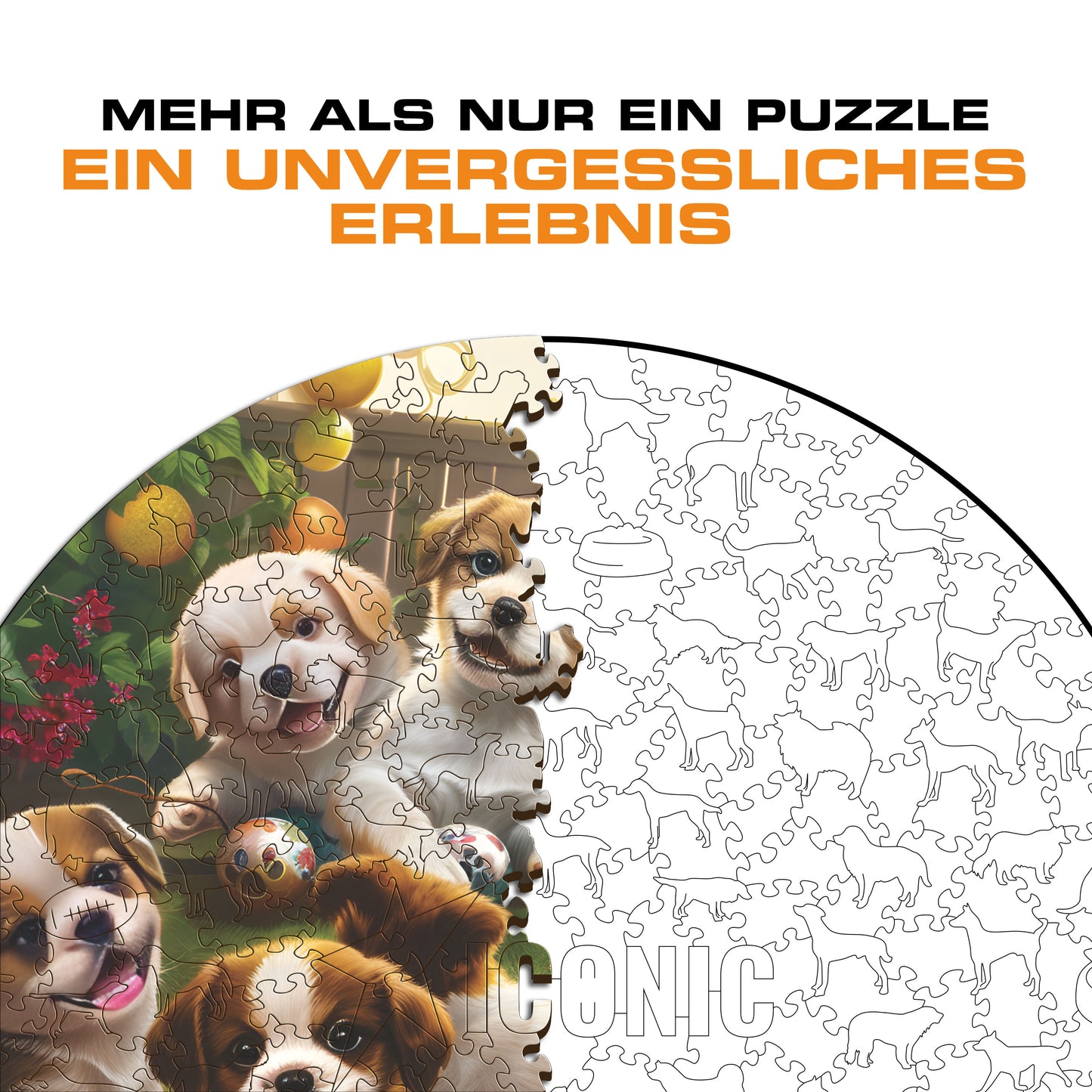Welpen im Garten - Holzpuzzle