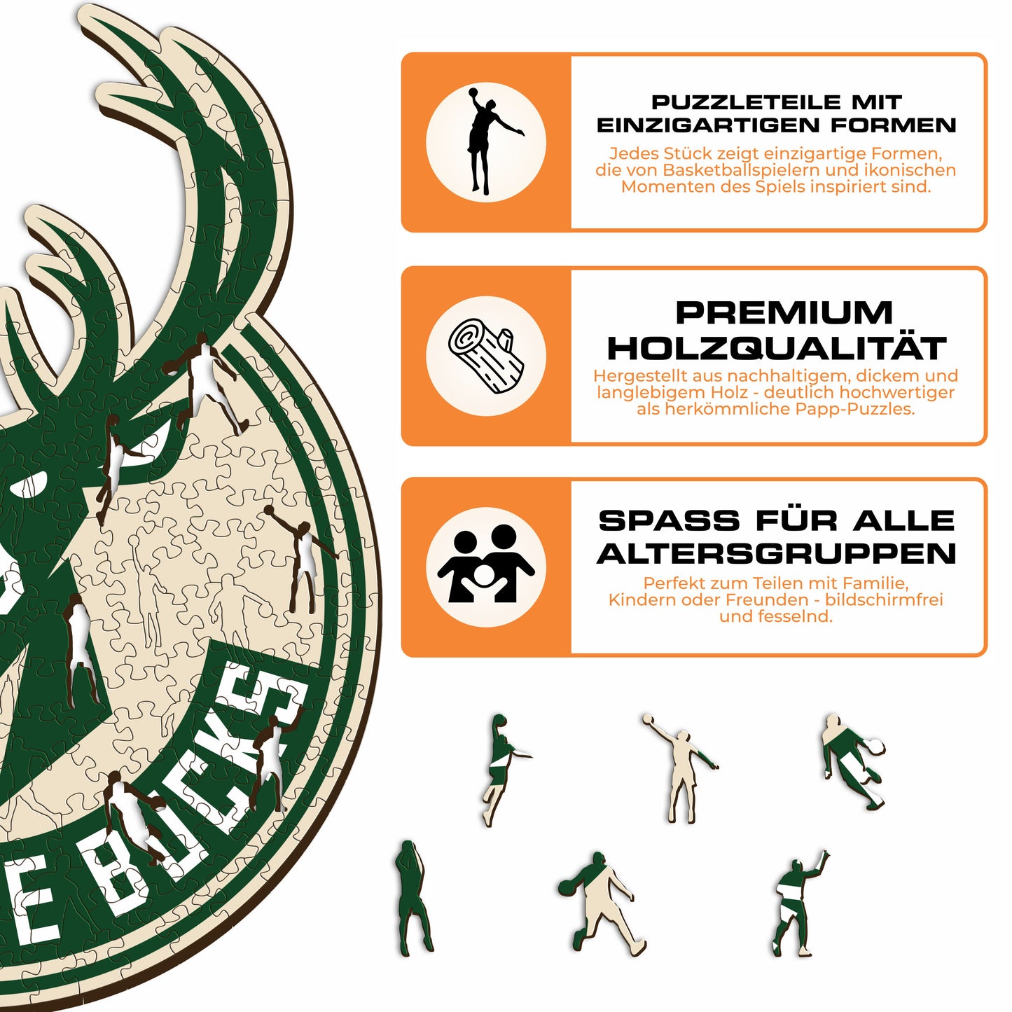 Milwaukee Bucks™ Logo - Holzpuzzle