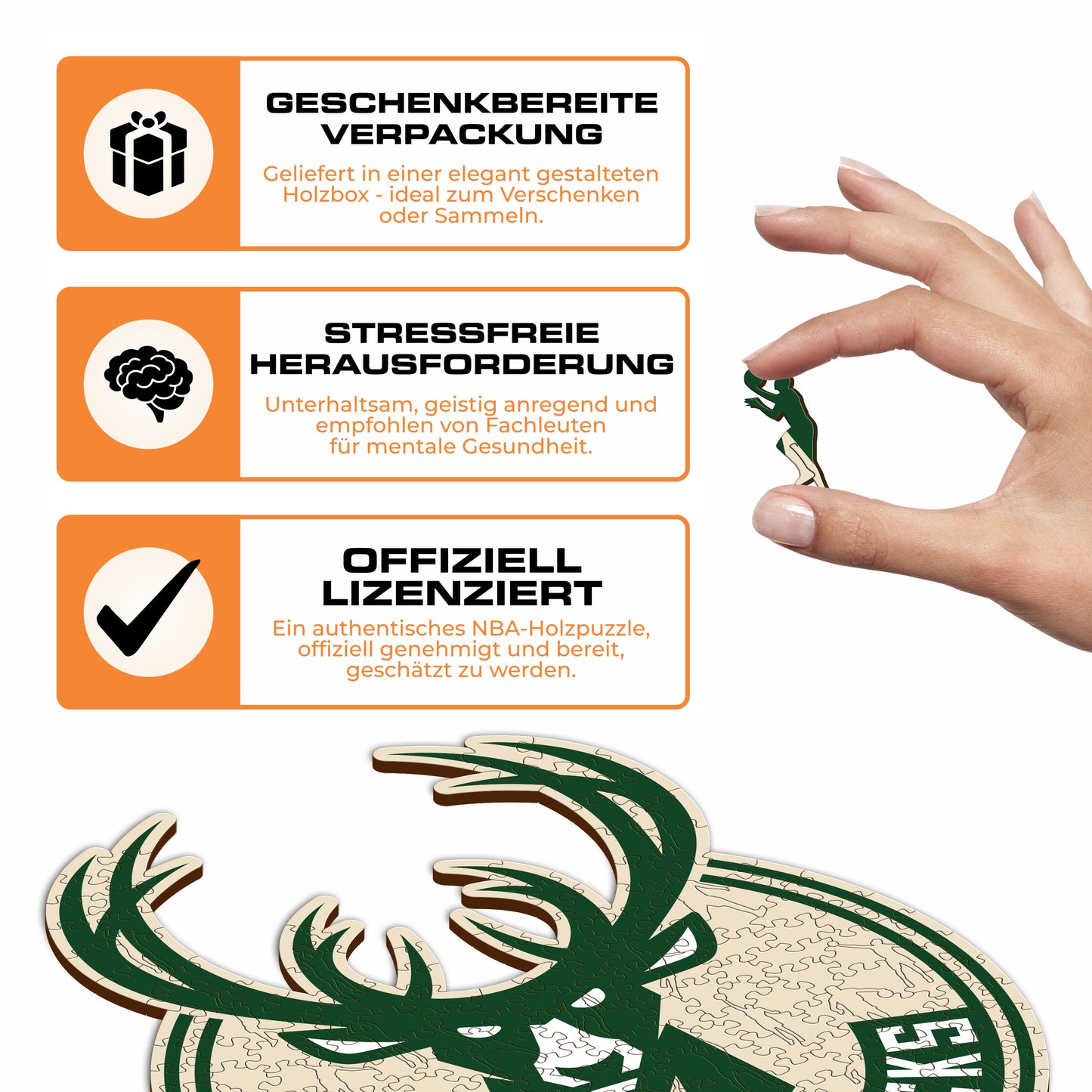Milwaukee Bucks™ Logo - Holzpuzzle