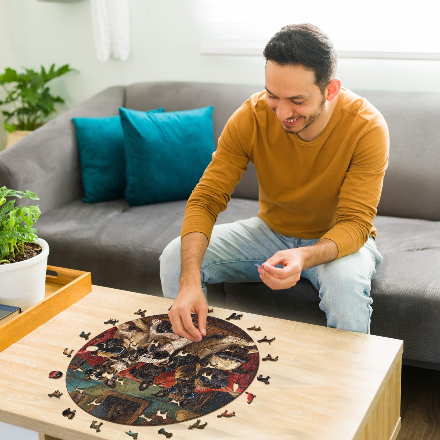Gamer-Hunde - Holzpuzzle