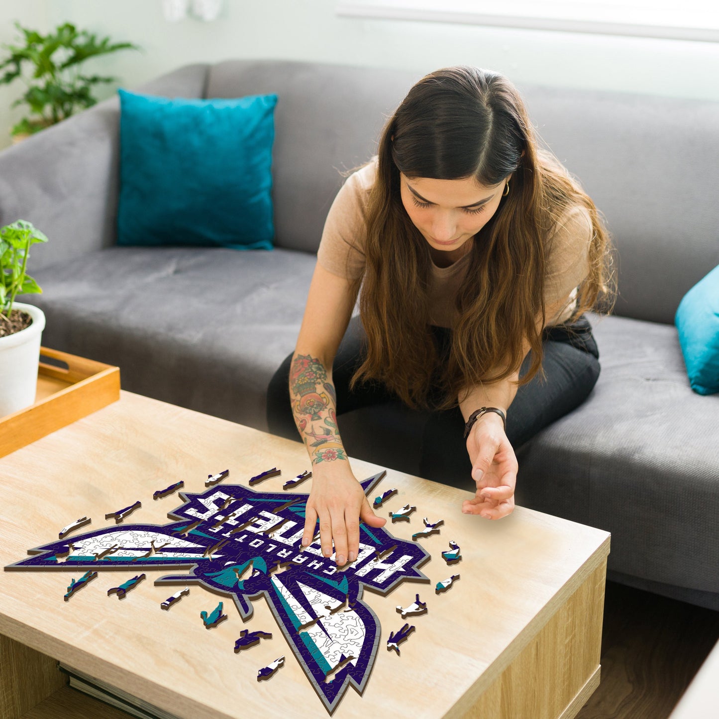 Charlotte Hornets™ Logo - Holzpuzzle