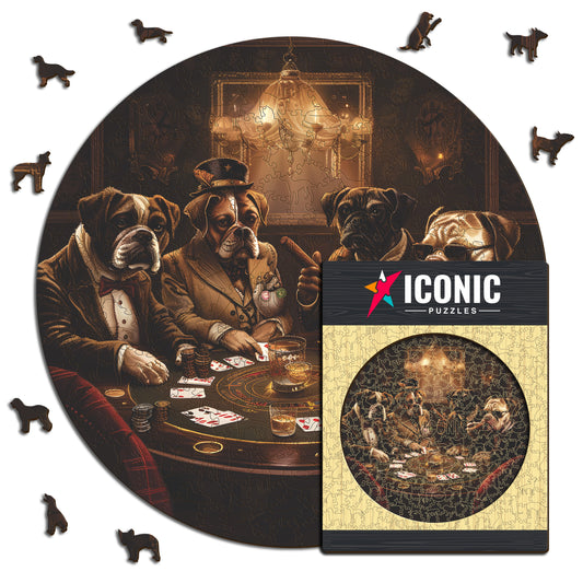 Hunde spielen Poker - Holzpuzzle