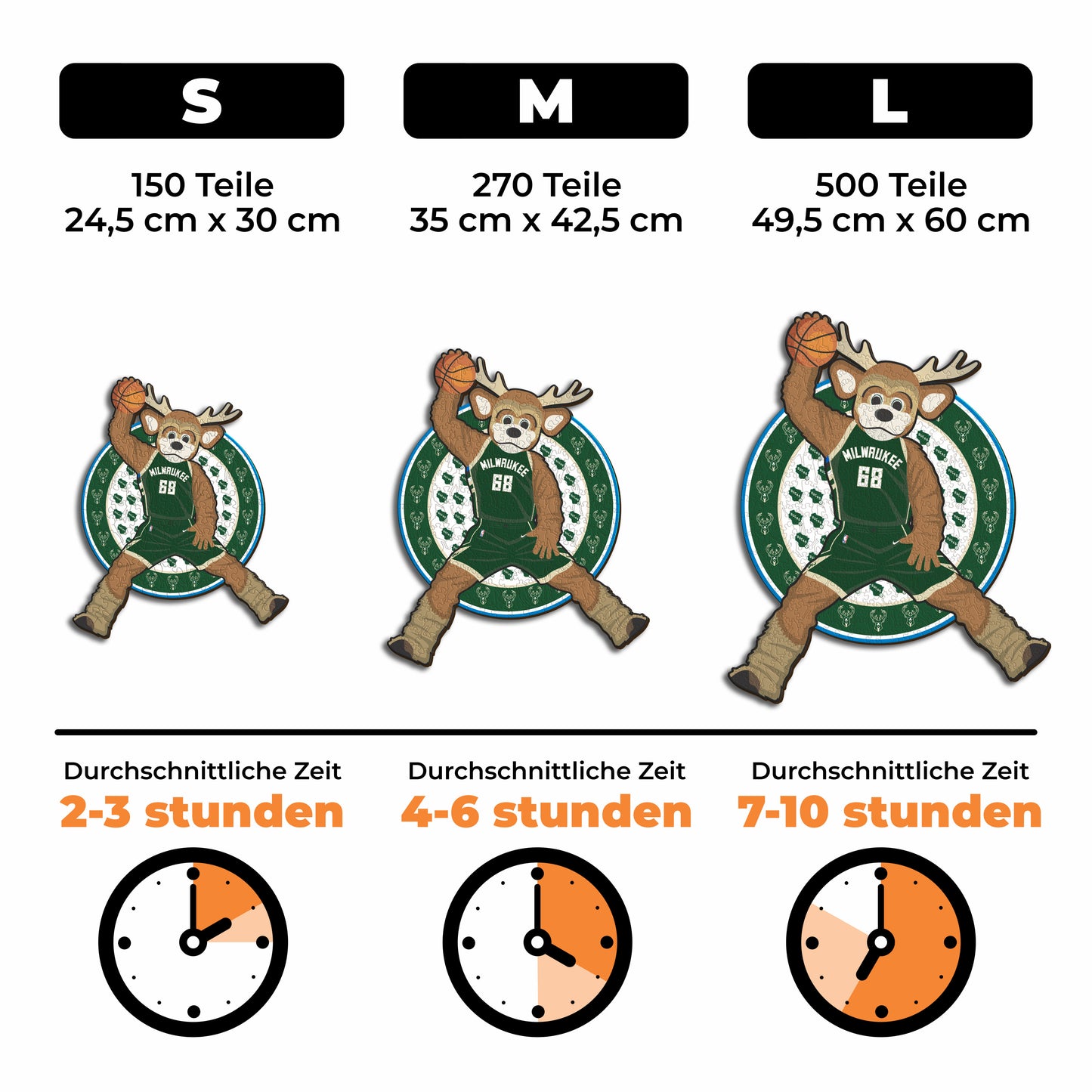 Milwaukee Bucks™ Maskottchen - Holzpuzzle