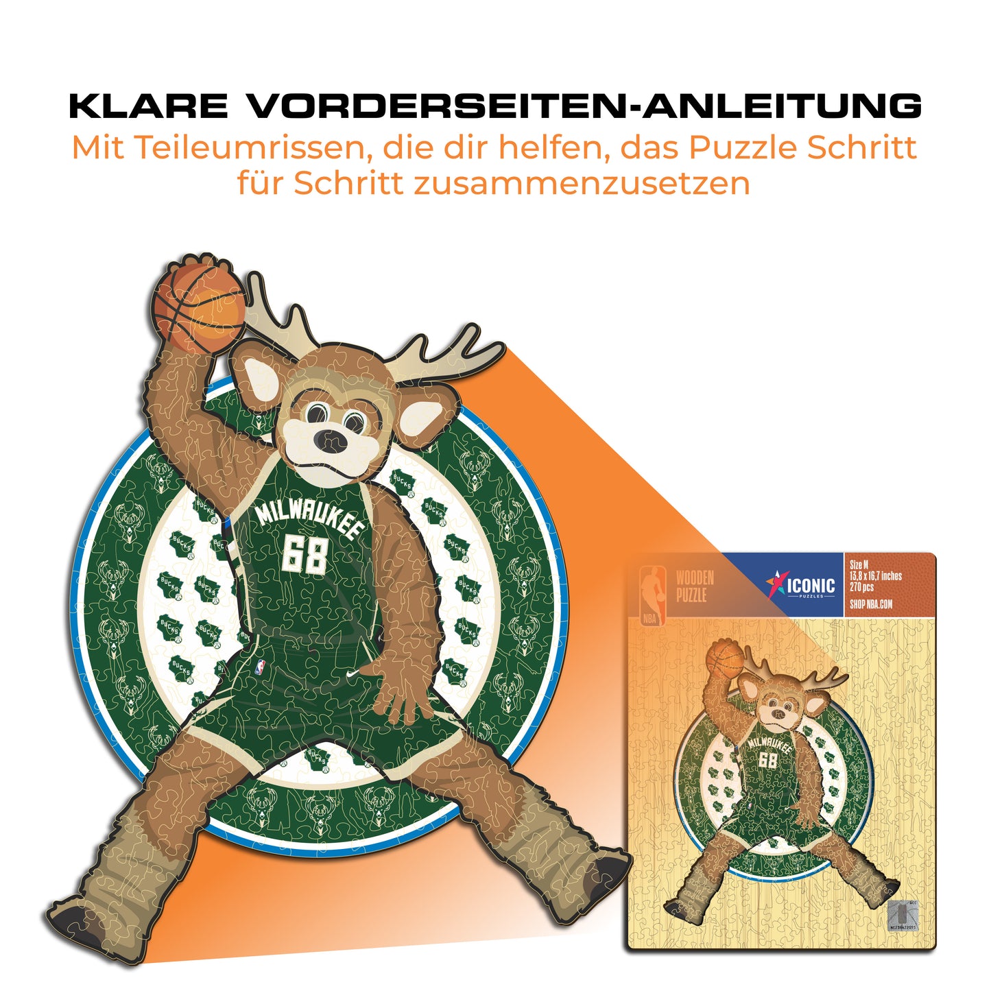 Milwaukee Bucks™ Maskottchen - Holzpuzzle