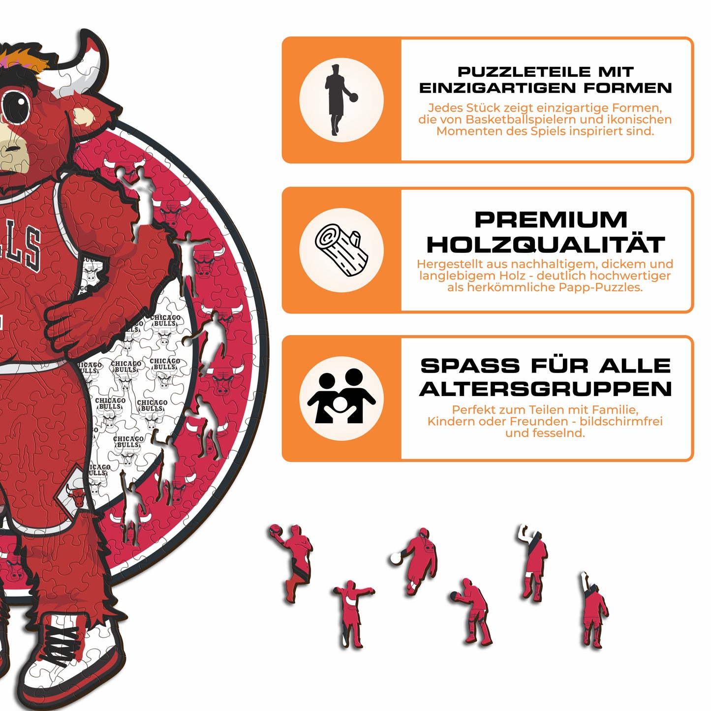 Chicago Bulls™ Maskottchen - Holzpuzzle