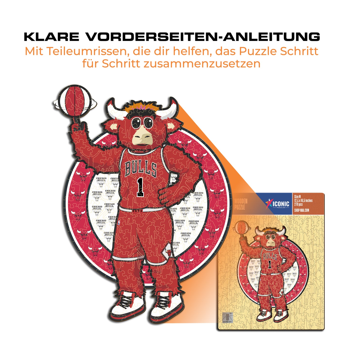Chicago Bulls™ Maskottchen - Holzpuzzle