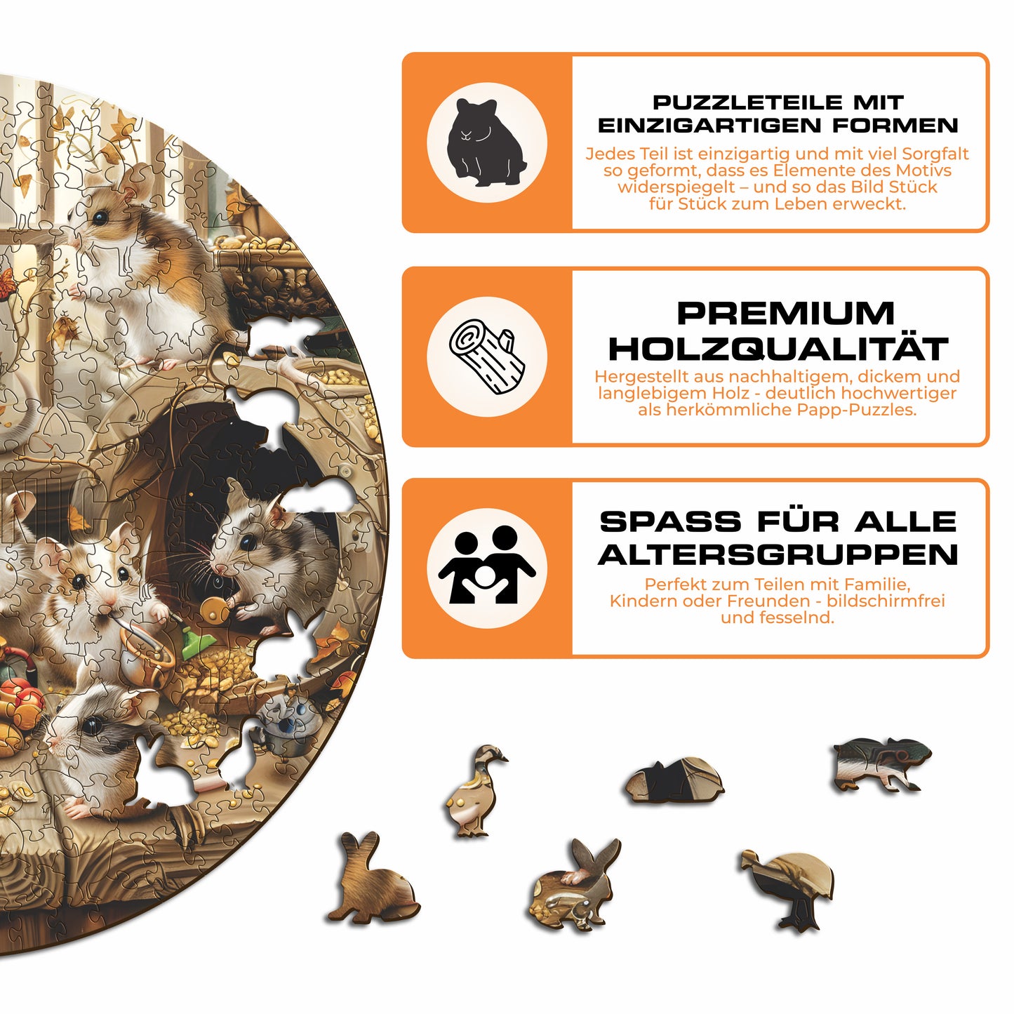 Neugierige Hamster - Holzpuzzle