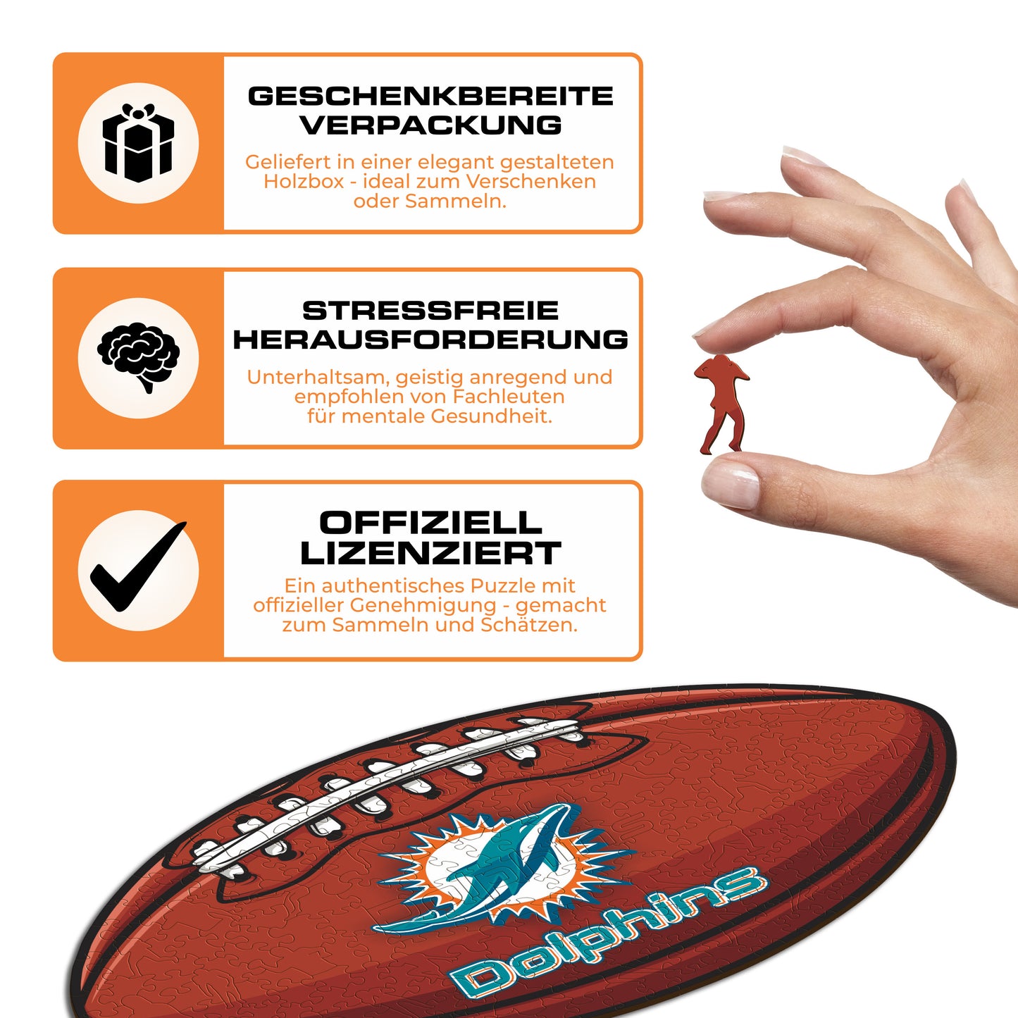 Miami Dolphins™ Football - Holzpuzzle