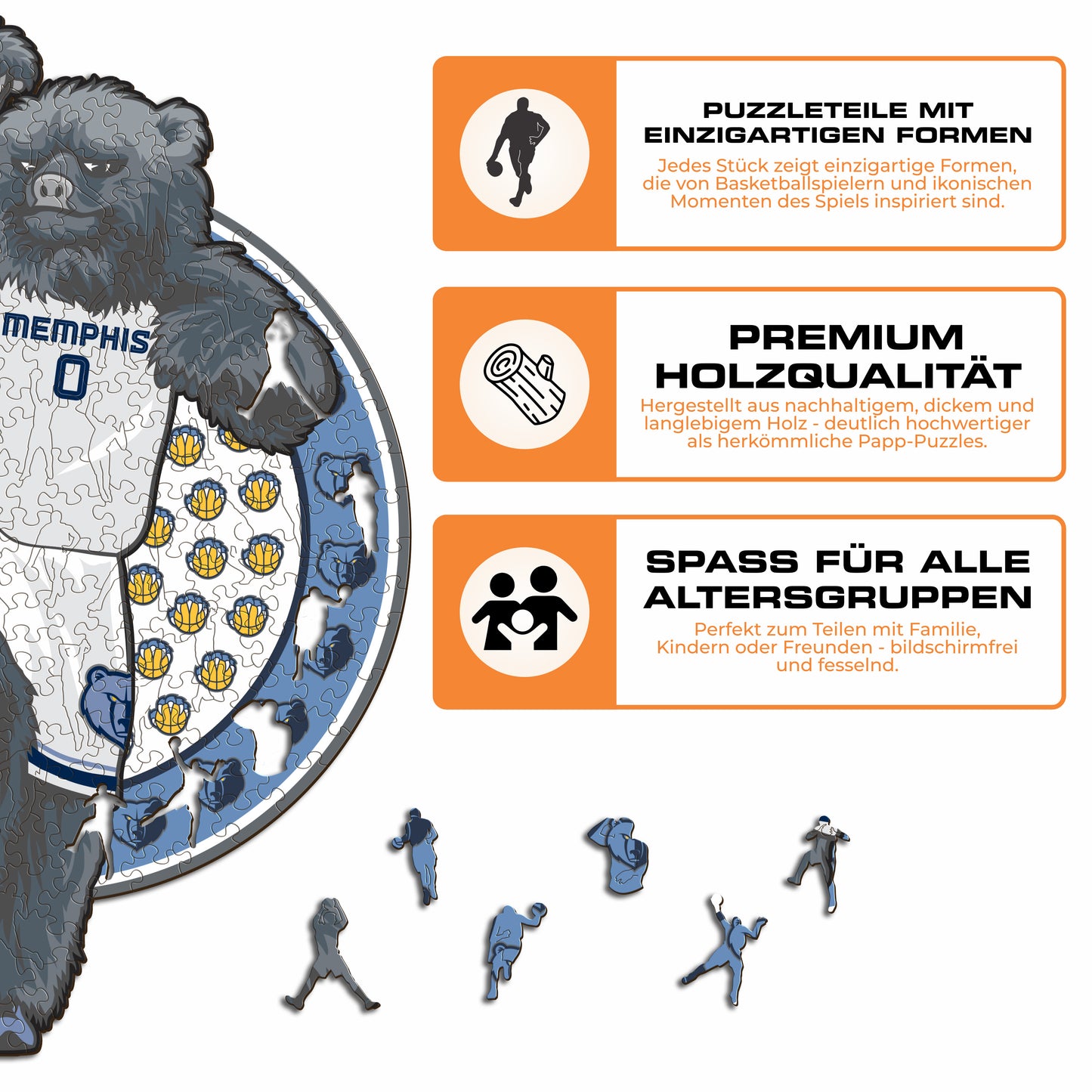 Memphis Grizzlies™ Maskottchen - Holzpuzzle