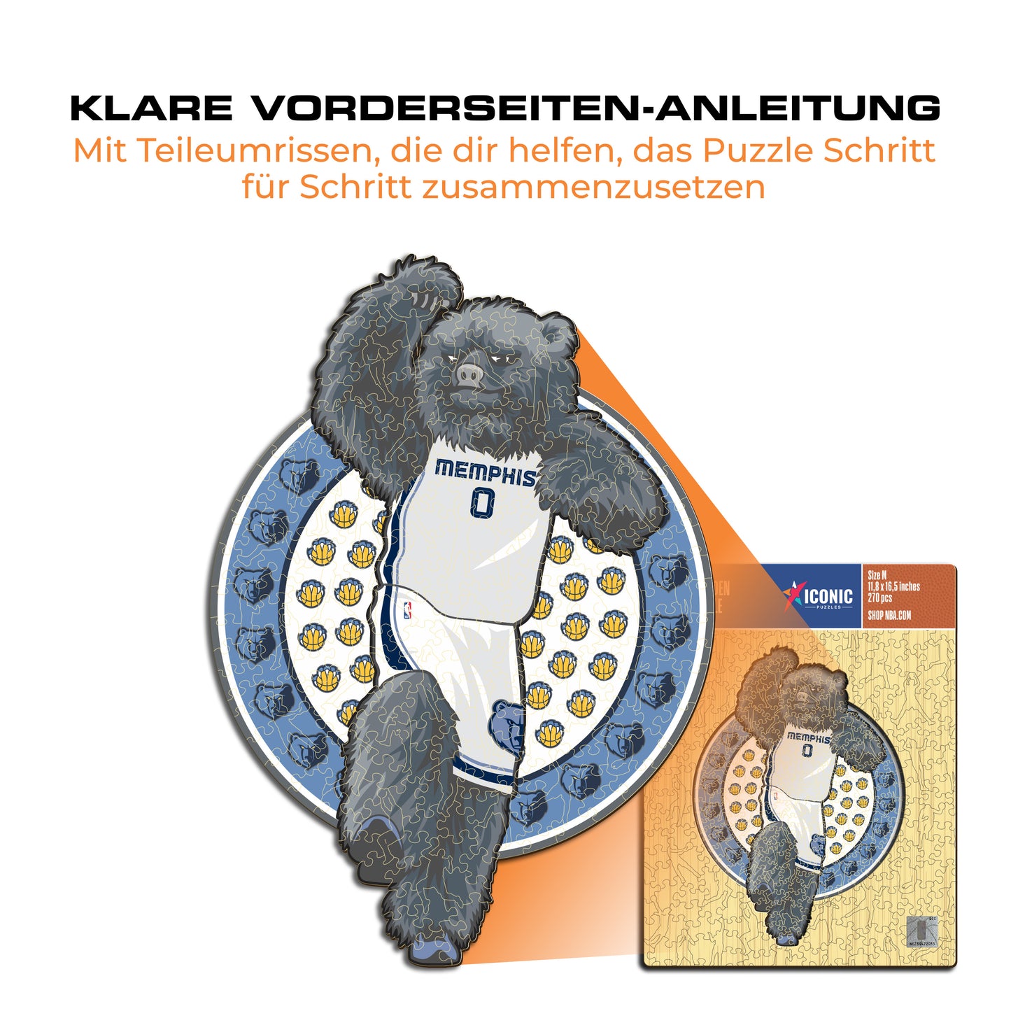 Memphis Grizzlies™ Maskottchen - Holzpuzzle