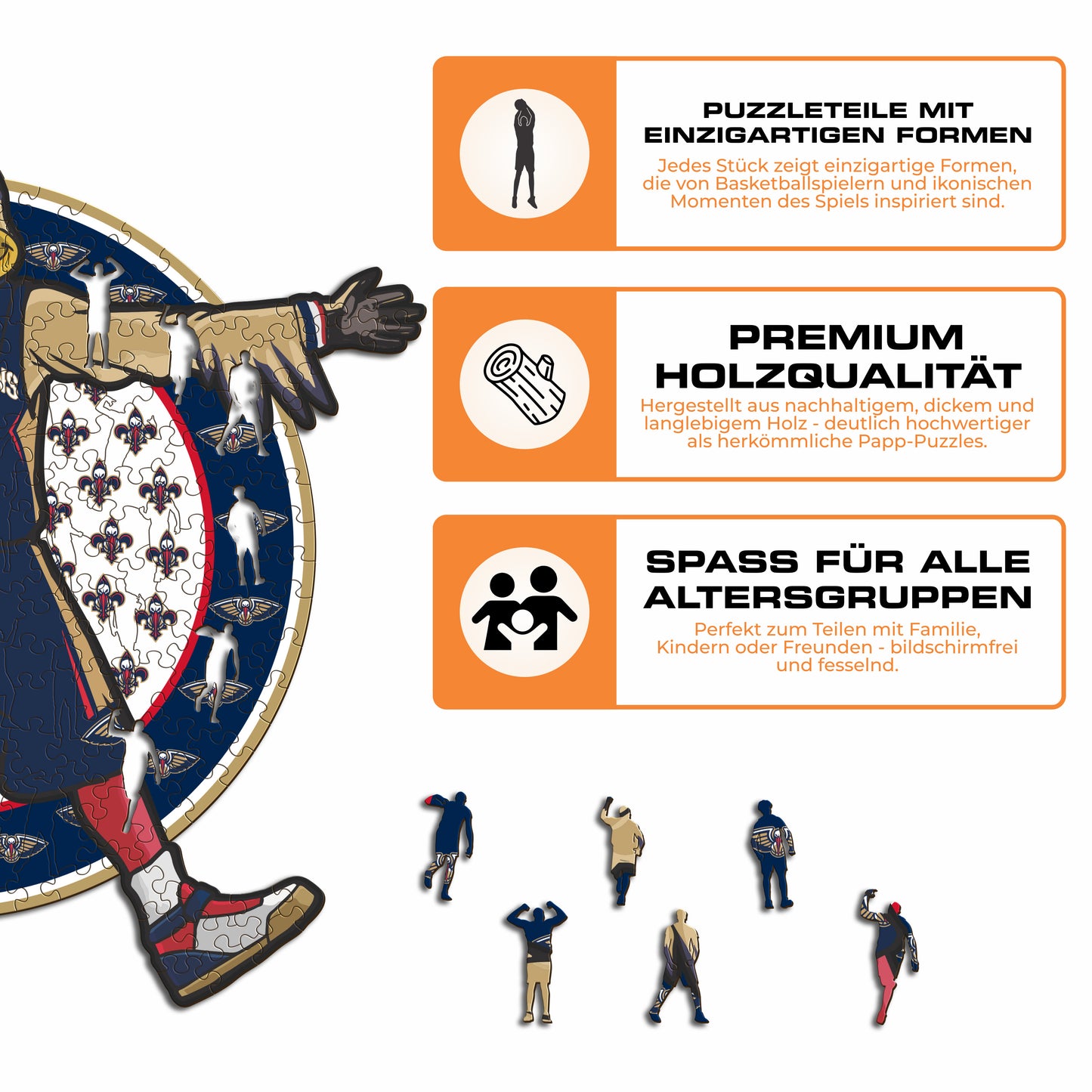 New Orleans Pelicans™ Maskottchen - Holzpuzzle