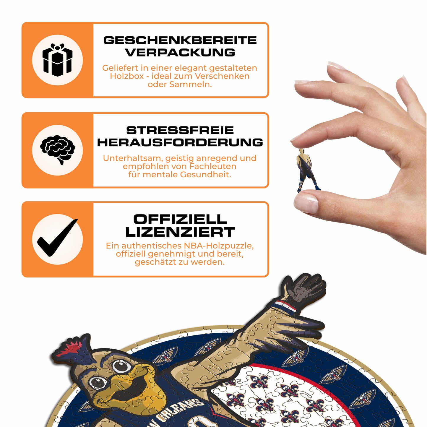 New Orleans Pelicans™ Maskottchen - Holzpuzzle