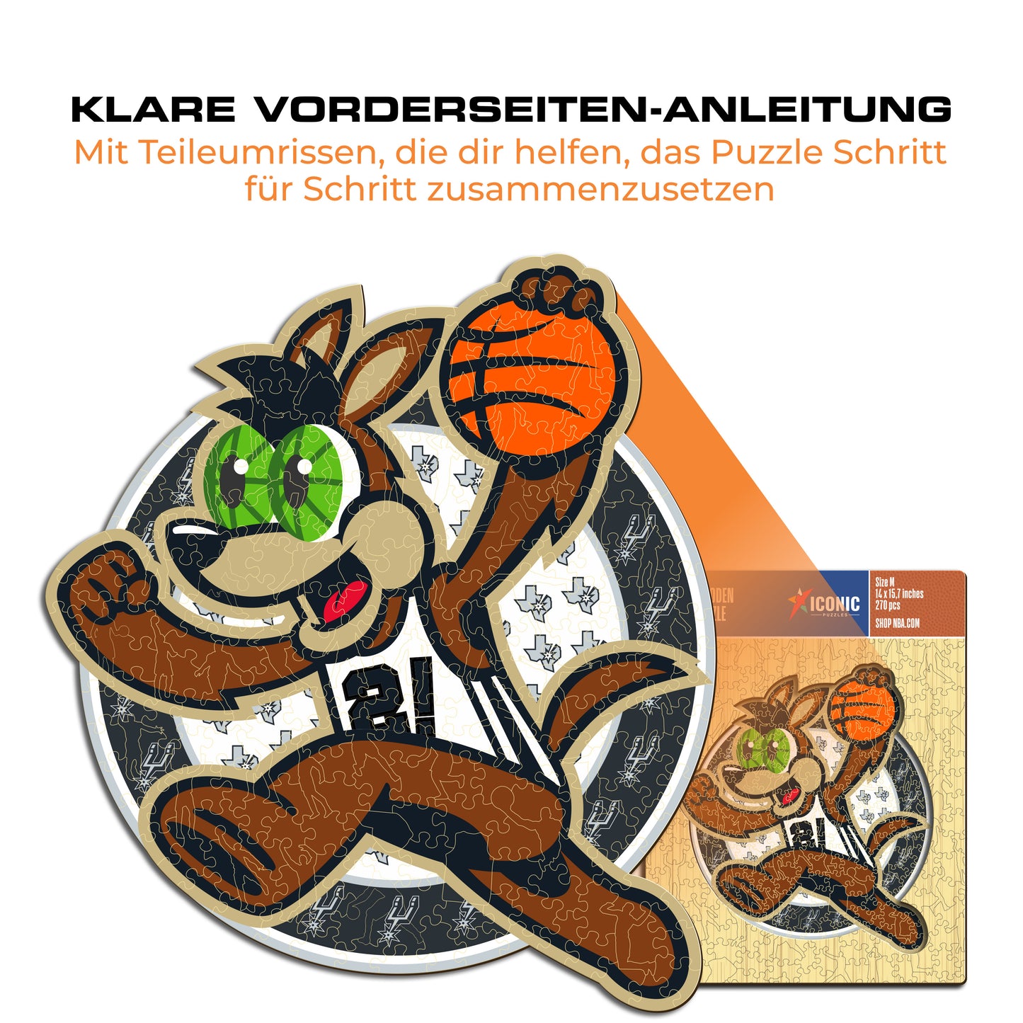 San Antonio Spurs™ Maskottchen - Holzpuzzle