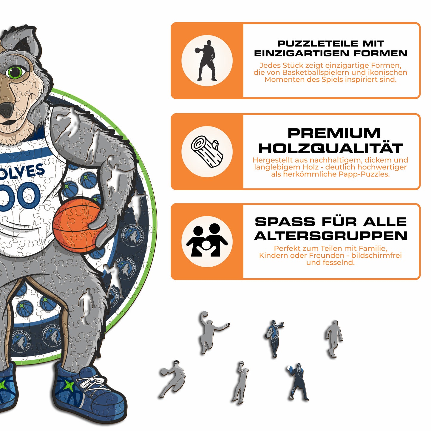 Minnesota Timberwolves™ Maskottchen - Holzpuzzle