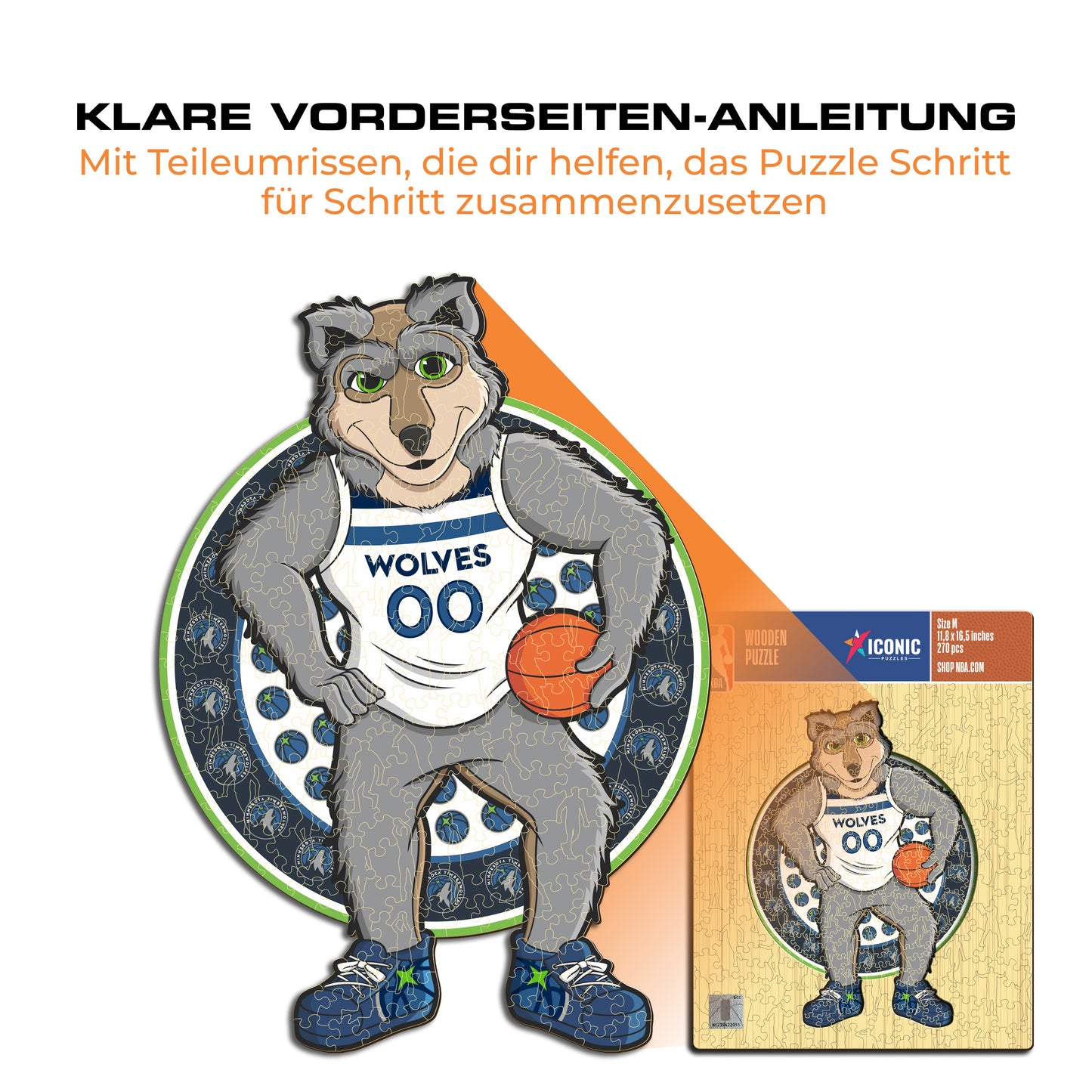 Minnesota Timberwolves™ Maskottchen - Holzpuzzle