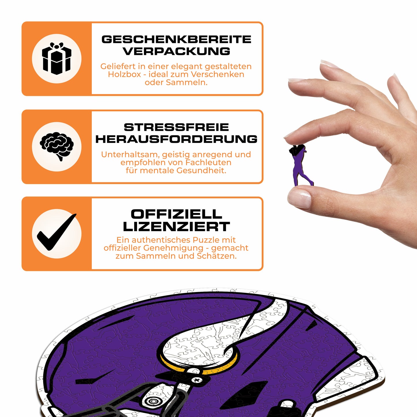 Minnesota Vikings™ Helmet - Holzpuzzle