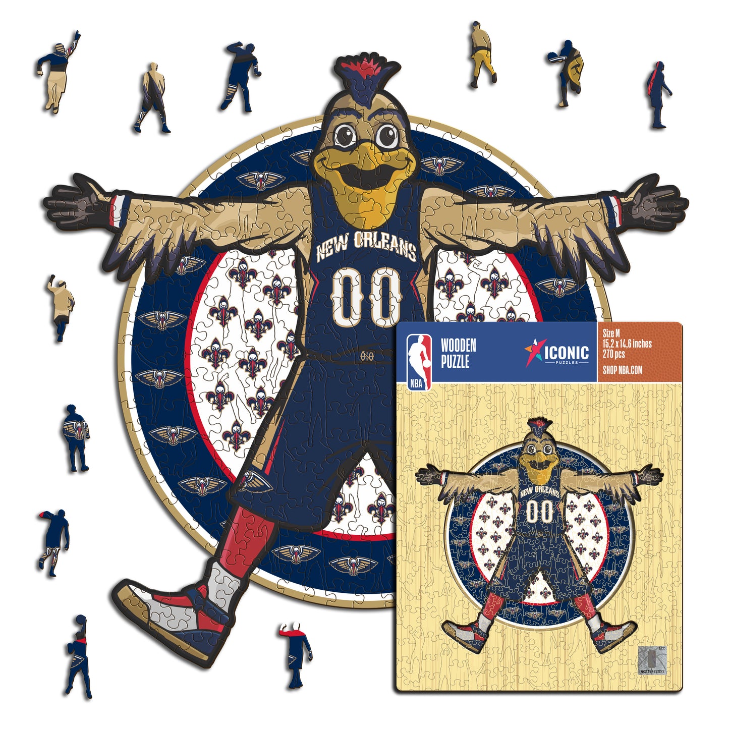 New Orleans Pelicans™ Maskottchen - Holzpuzzle