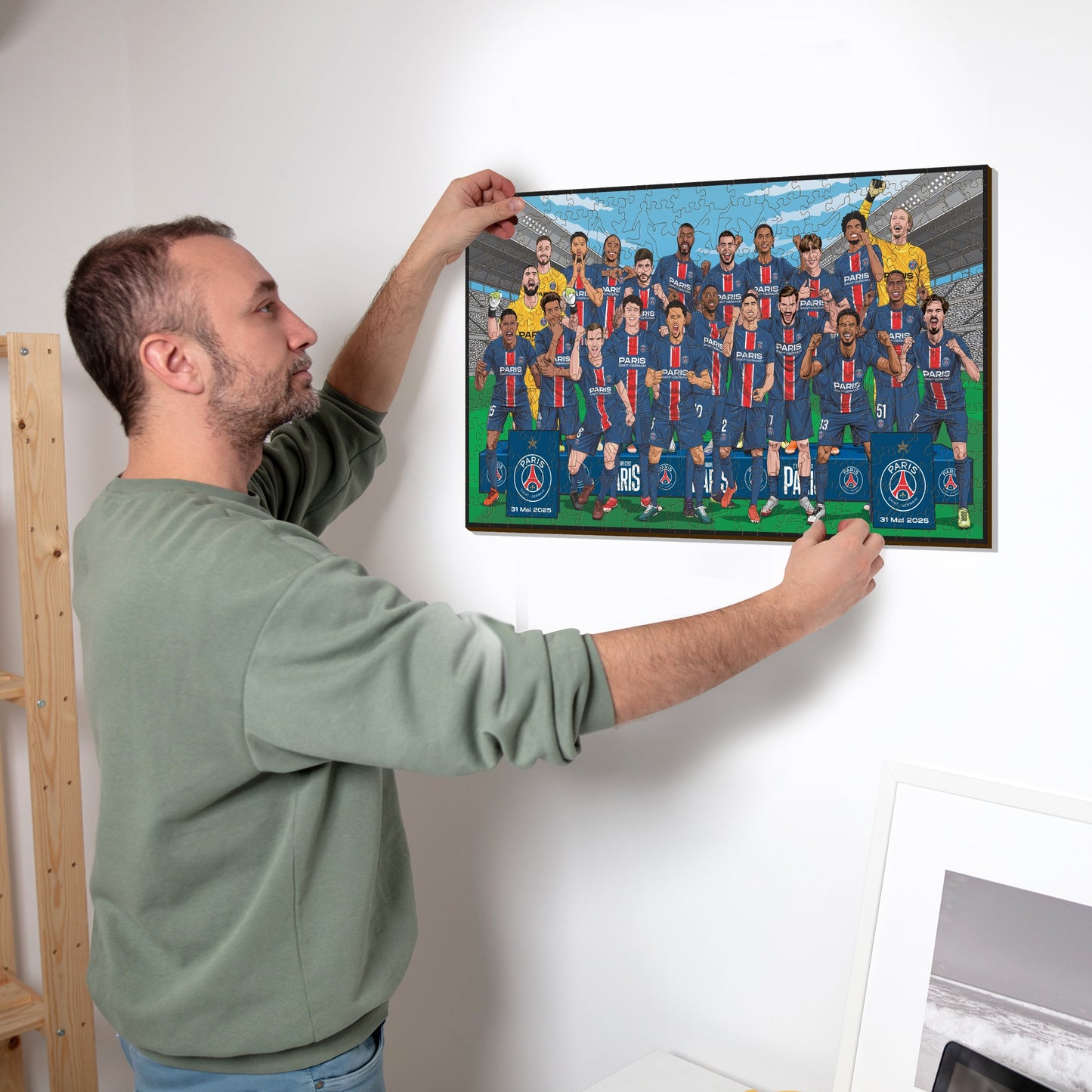 PSG FC® Mannschaft 2024/25 Triple-Sieger – Holzpuzzle