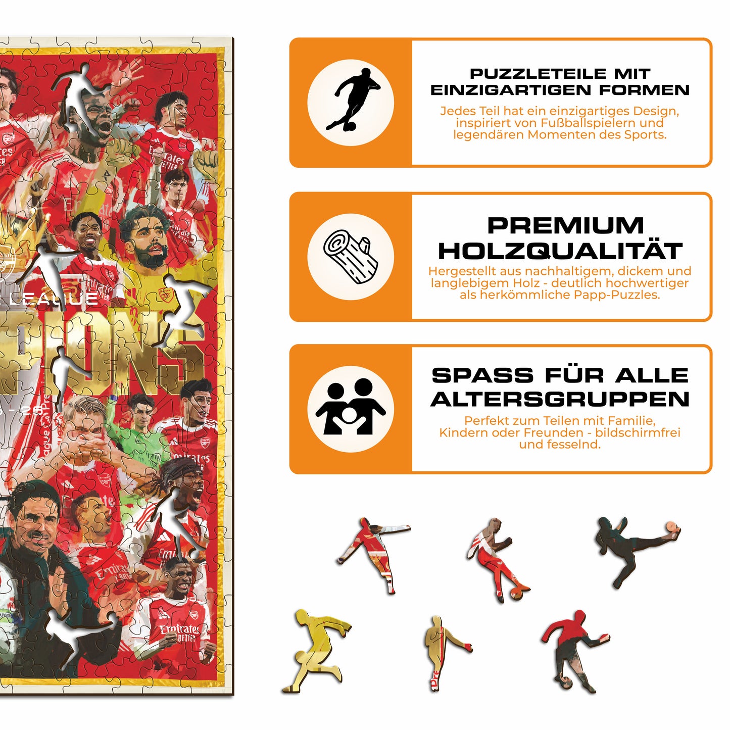 Arsenal FC® Premier League Champions 25/26 - Holzpuzzle