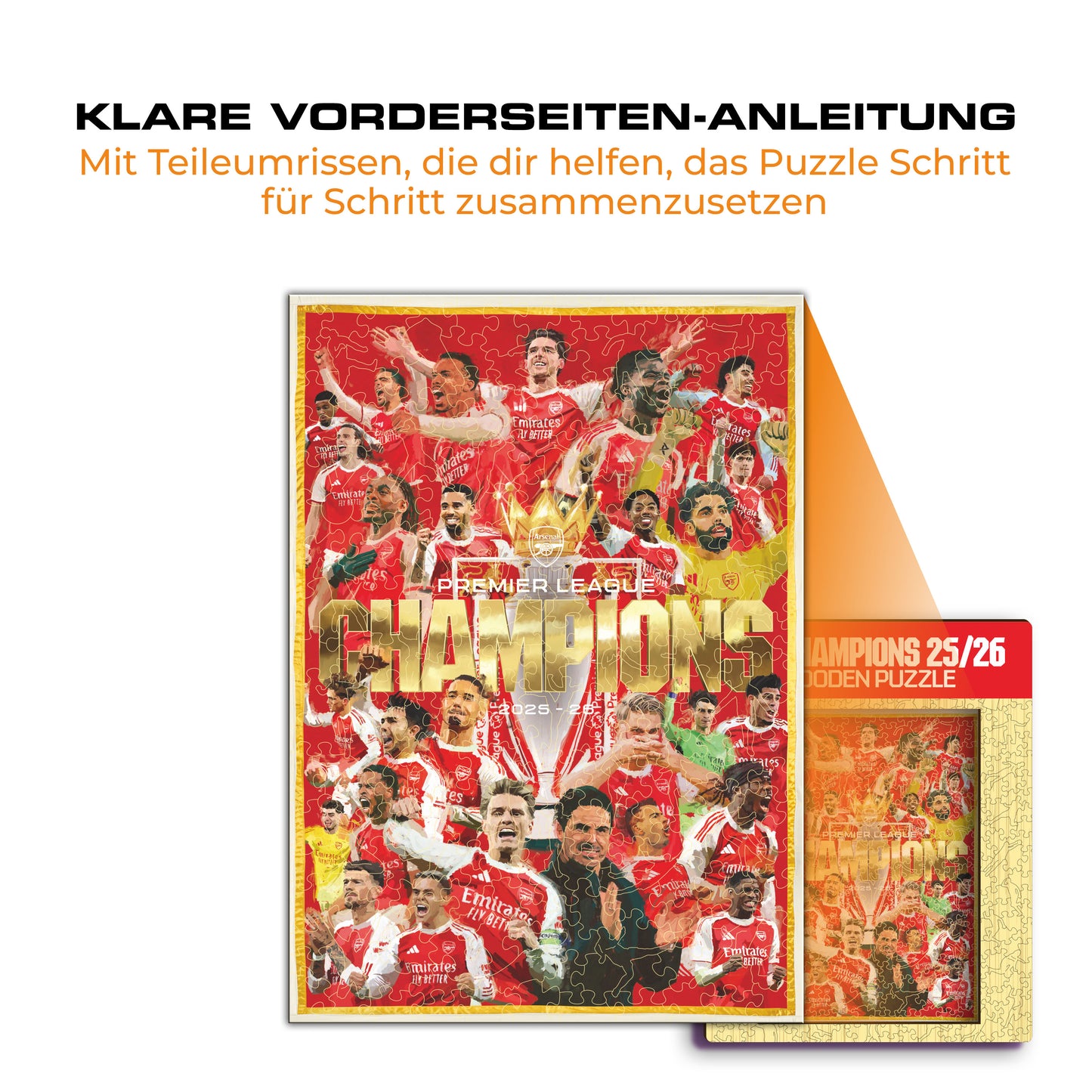 Arsenal FC® Premier League Champions 25/26 - Holzpuzzle