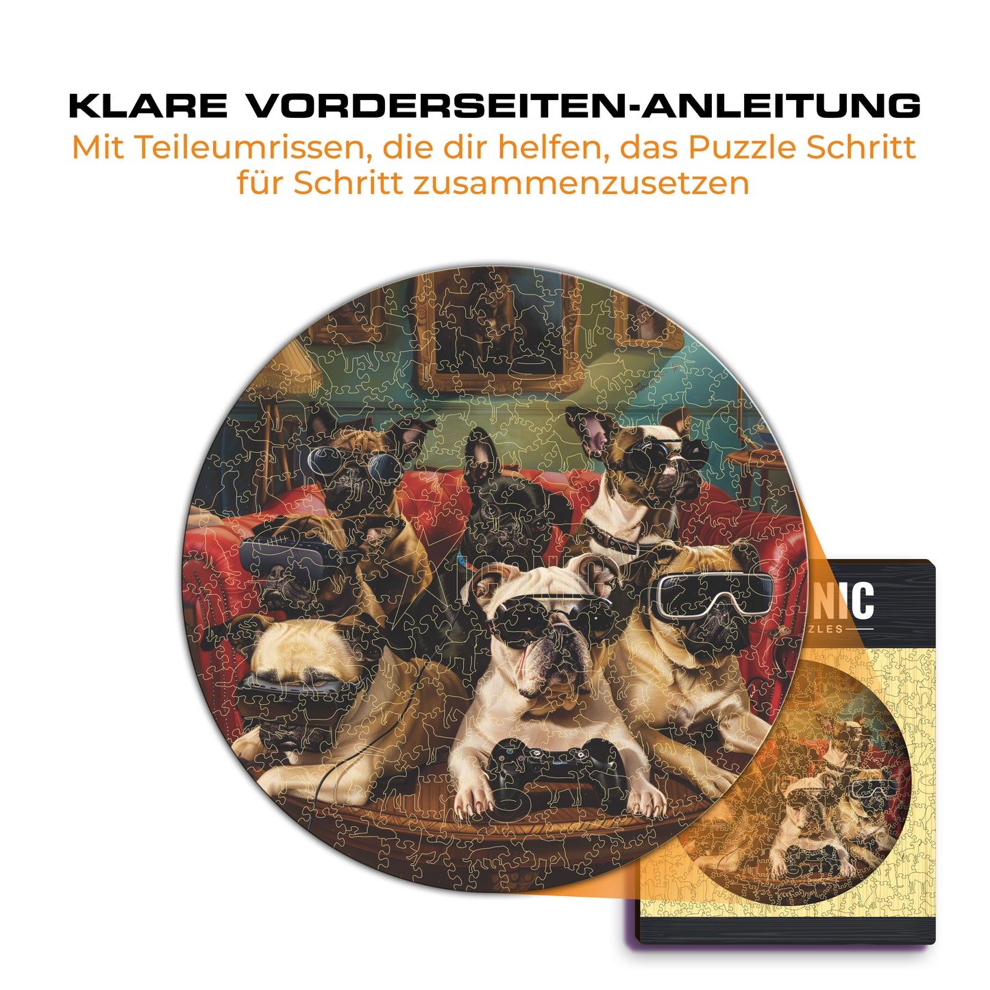 Gamer-Hunde - Holzpuzzle