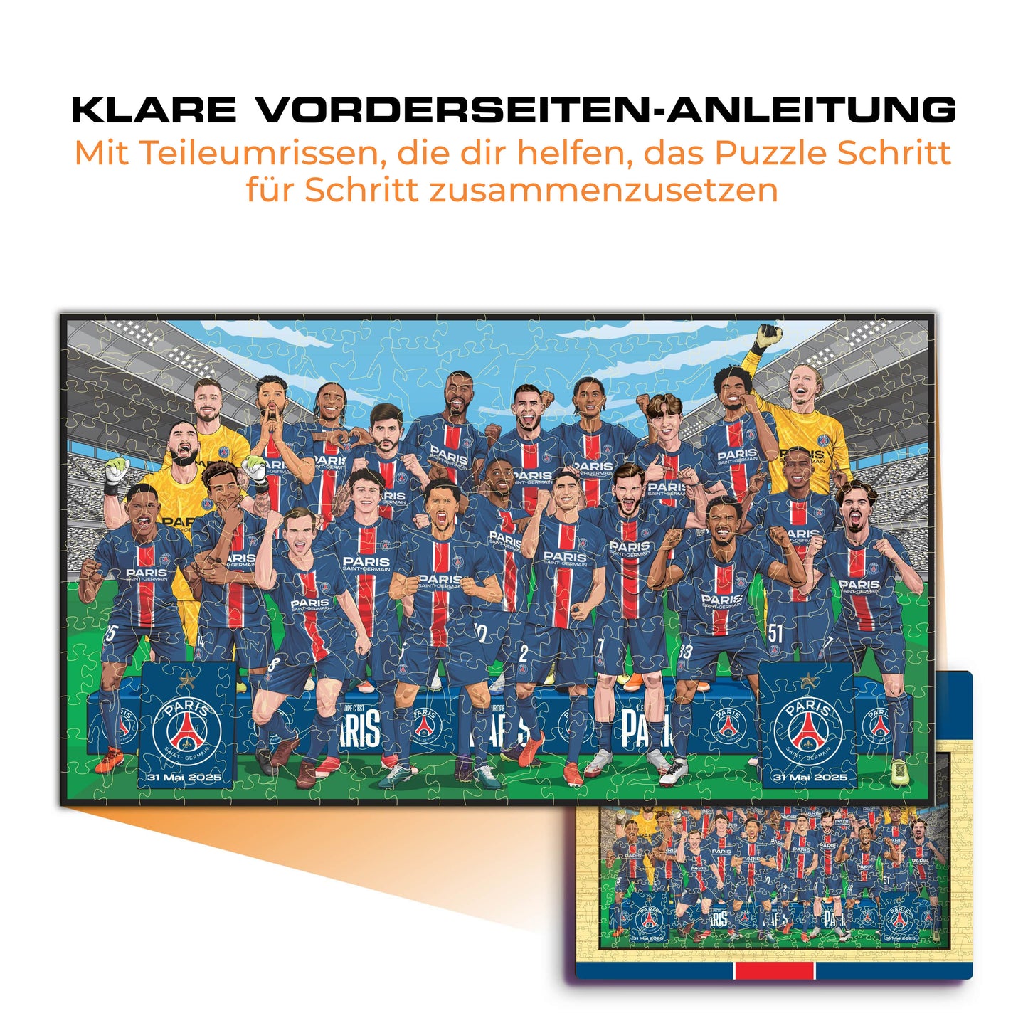 PSG FC® Mannschaft 2024/25 Triple-Sieger – Holzpuzzle
