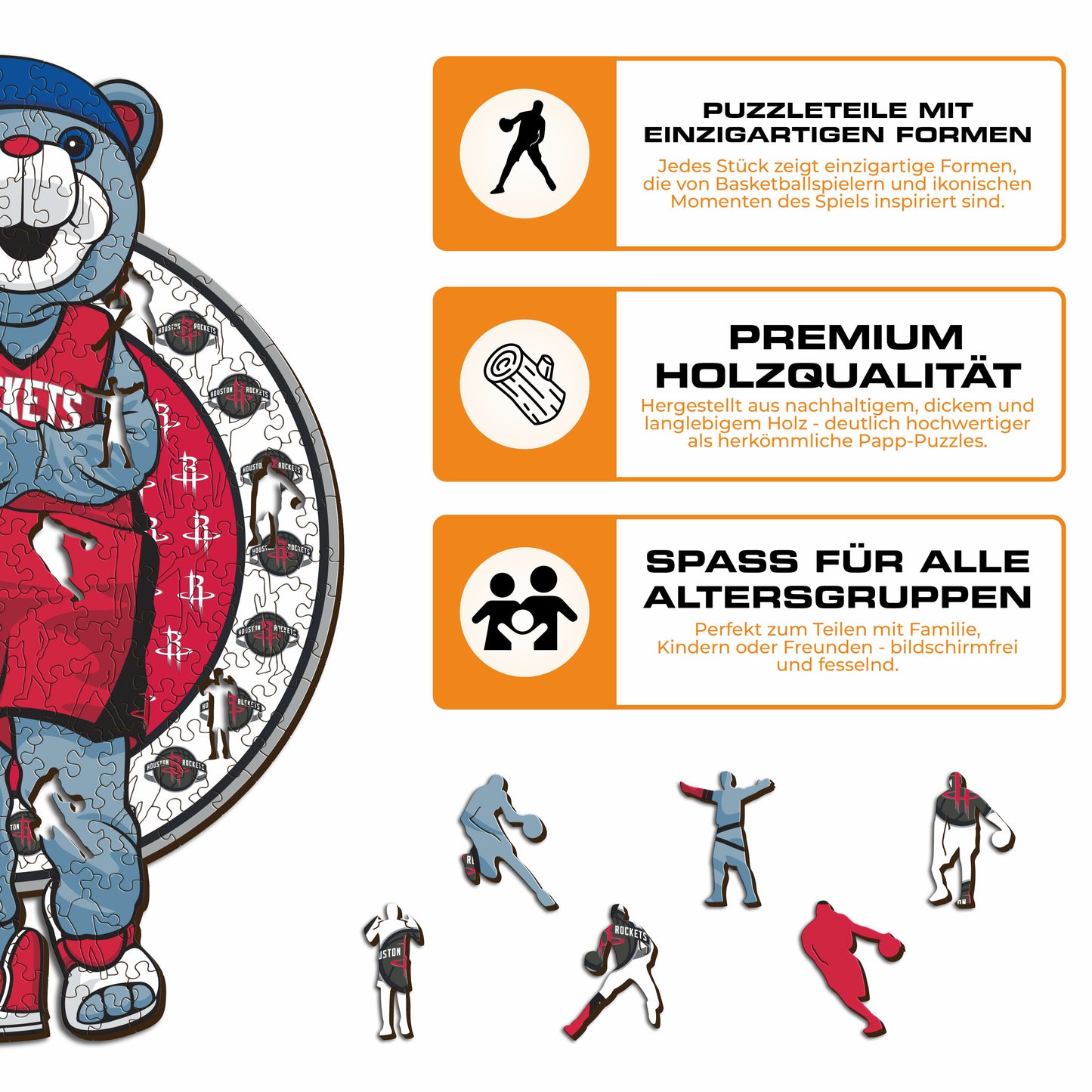 Houston Rockets™ Maskottchen - Holzpuzzle