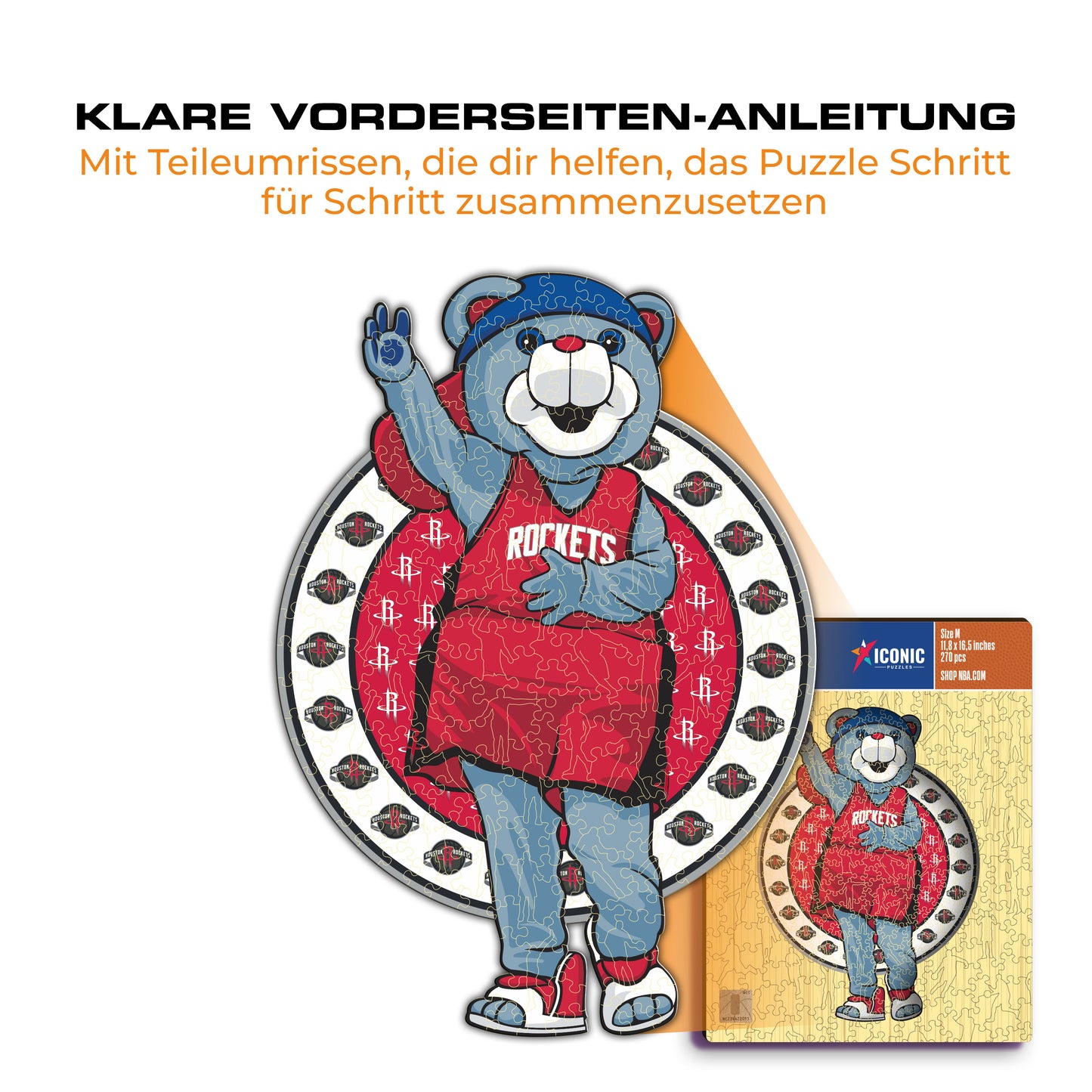 Houston Rockets™ Maskottchen - Holzpuzzle
