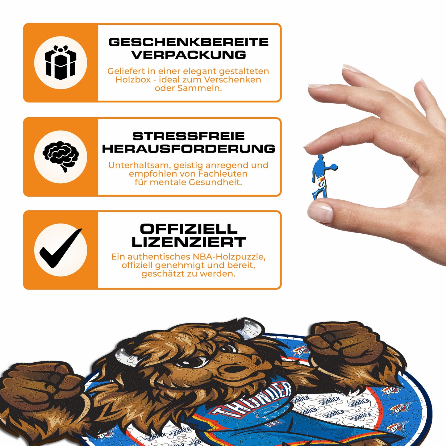 Oklahoma City Thunder™ Maskottchen - Holzpuzzle
