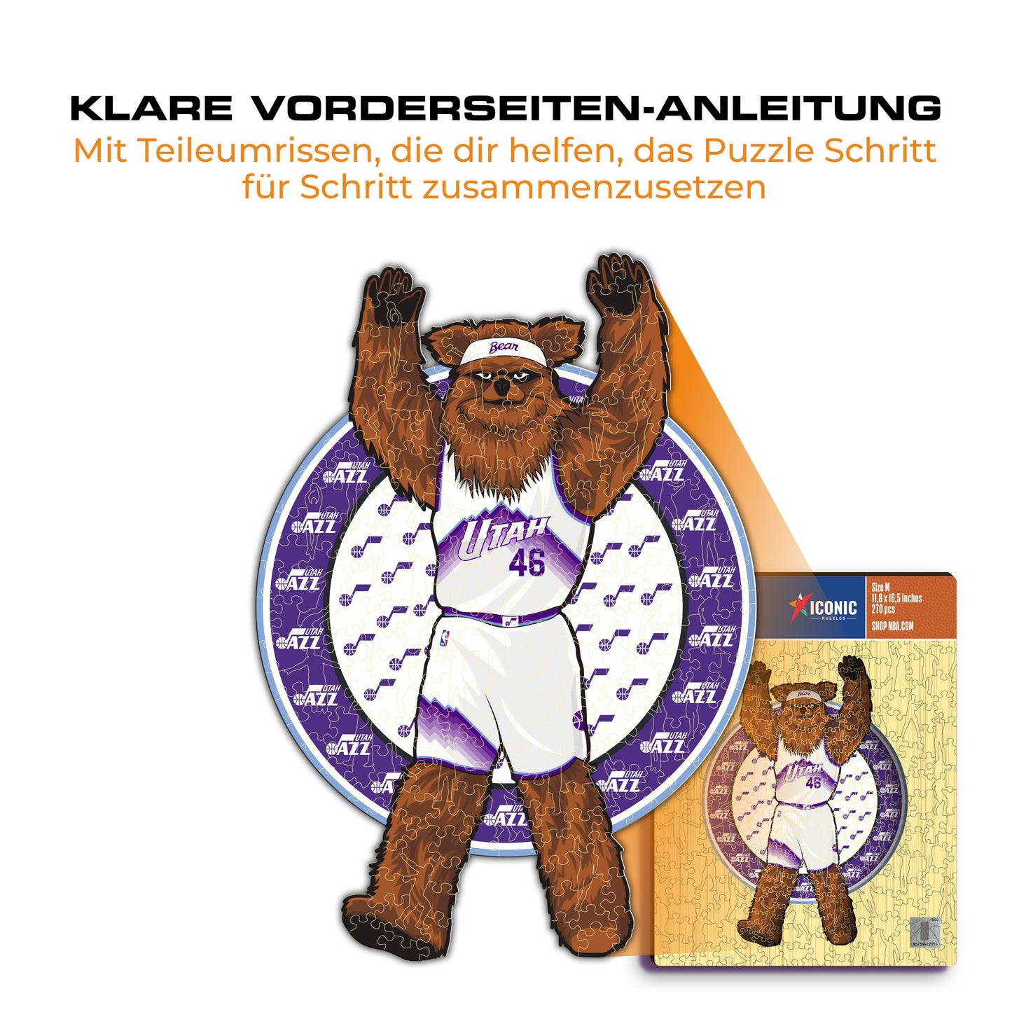 Utah Jazz™ Maskottchen - Holzpuzzle