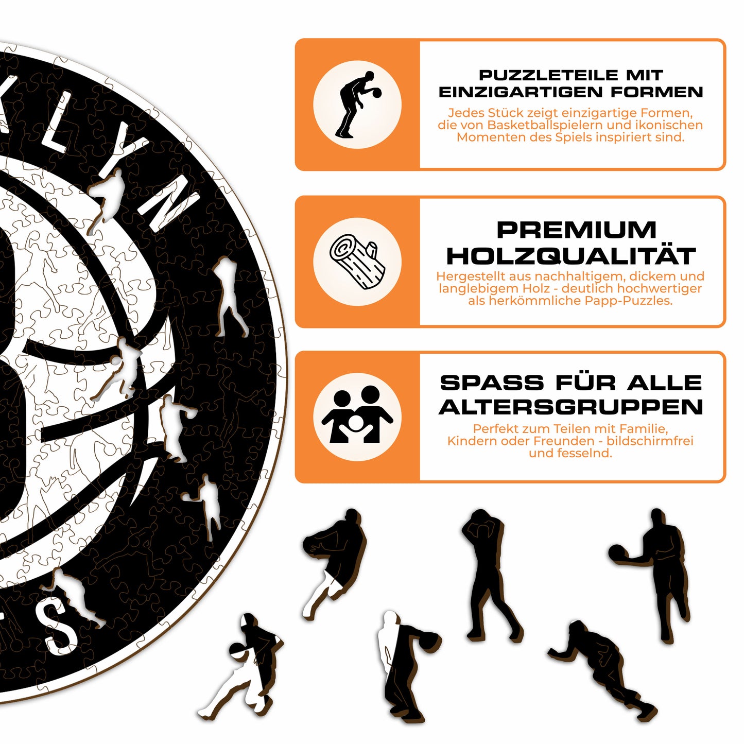 Brooklyn Nets™ Logo - Holzpuzzle