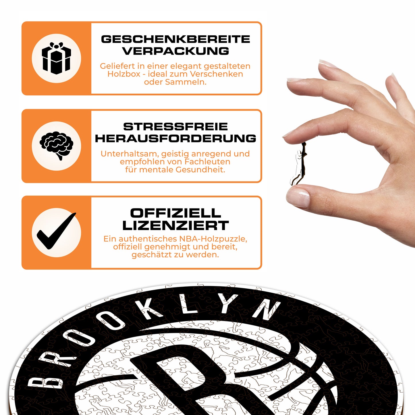 Brooklyn Nets™ Logo - Holzpuzzle