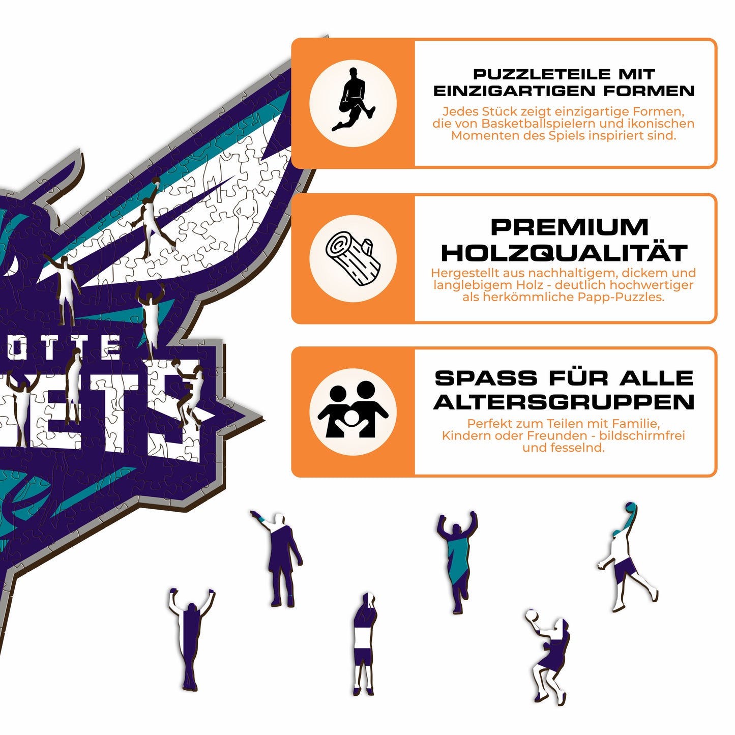 Charlotte Hornets™ Logo - Holzpuzzle