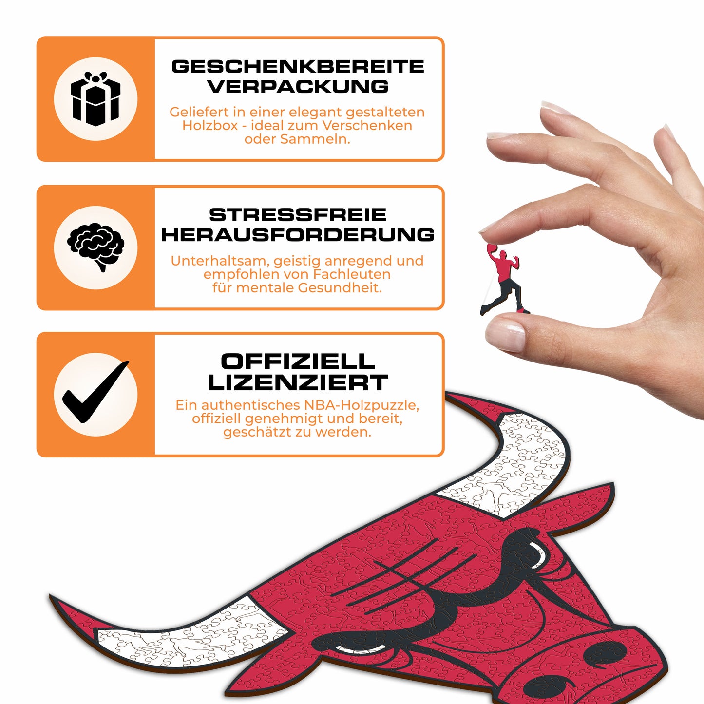 Chicago Bulls™ Logo - Holzpuzzle