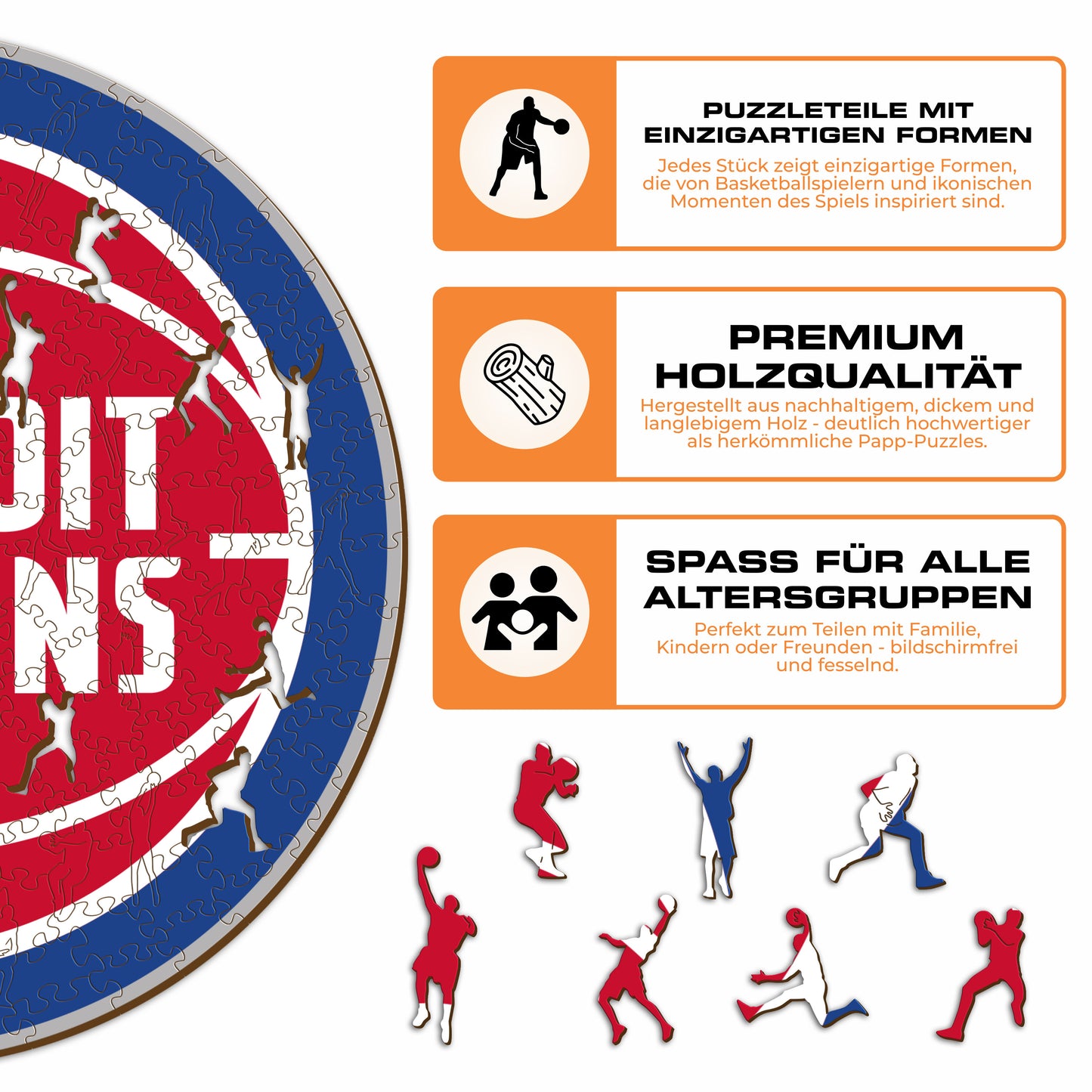 Detroit Pistons™ Logo - Holzpuzzles