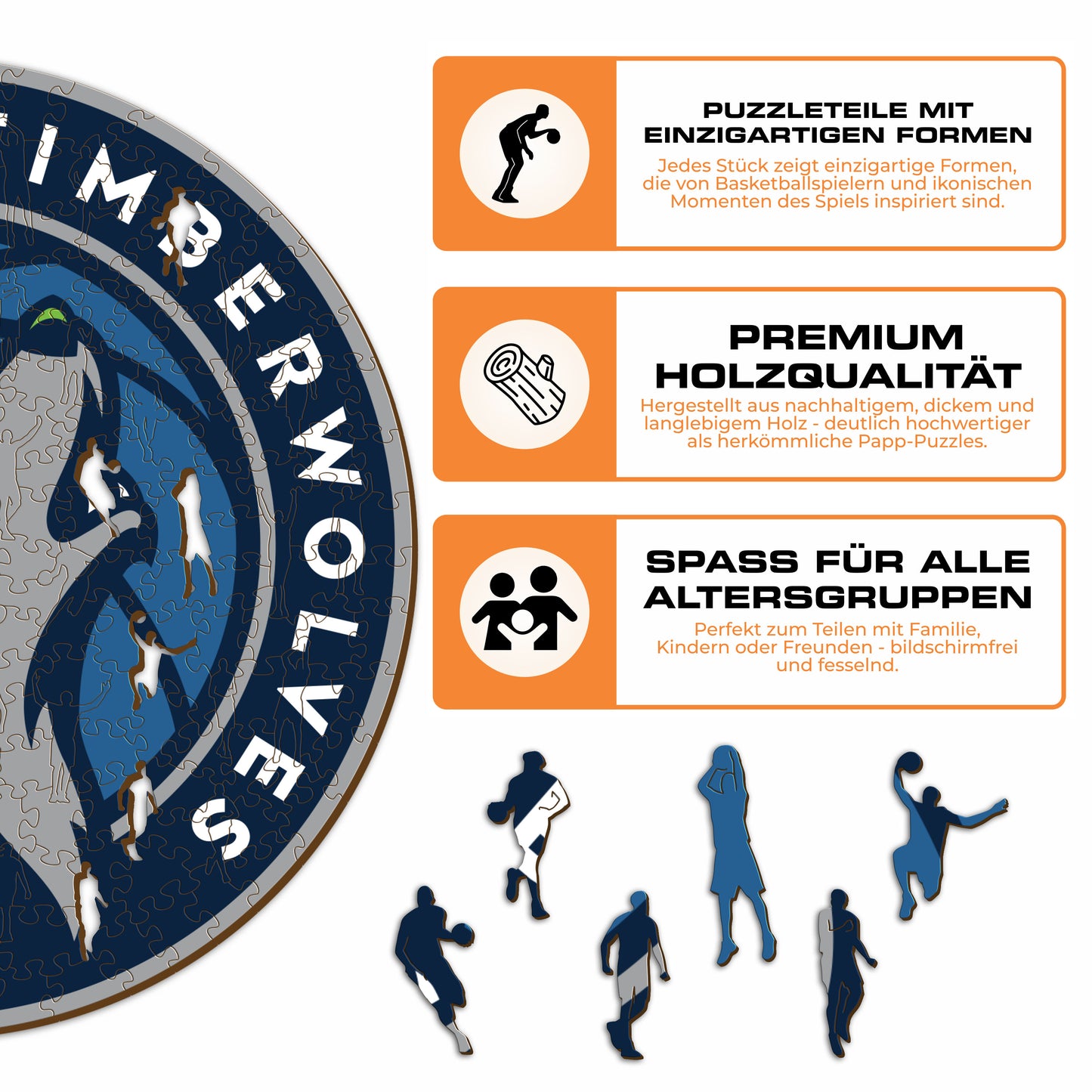 Minnesota Timberwolves™ Logo - Holzpuzzle