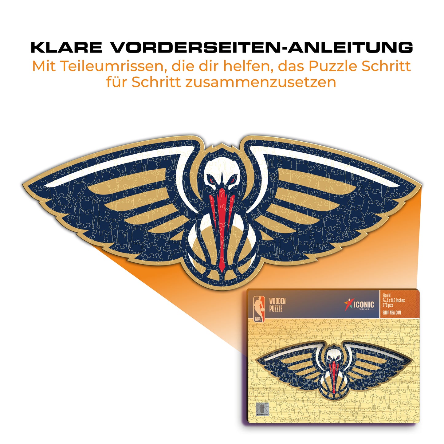 New Orleans Pelicans™ Logo - Holzpuzzle